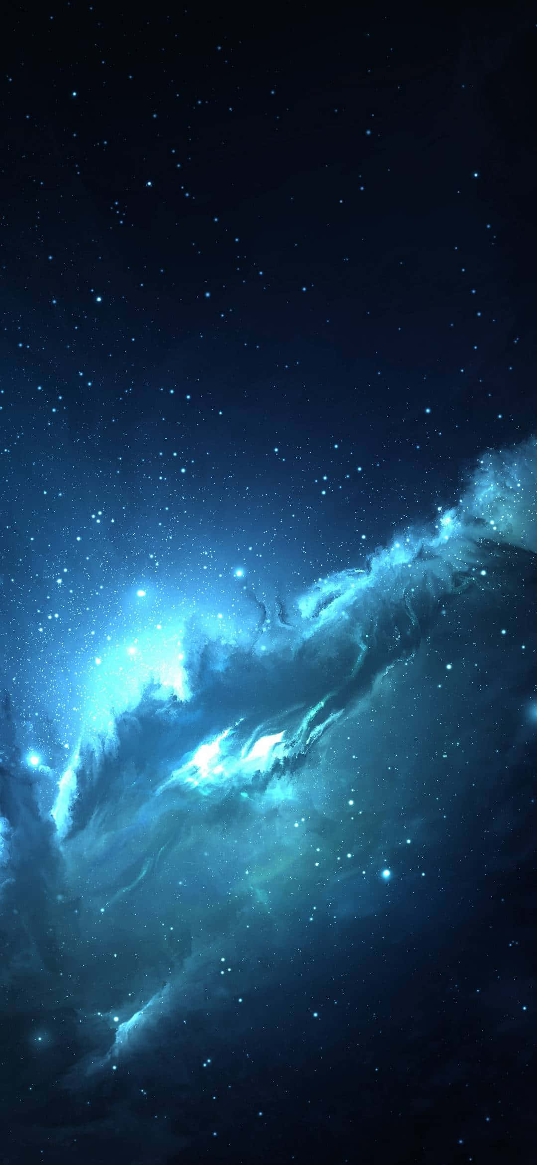 1080x2340 4K Neonblå Nebula Bakgrunner