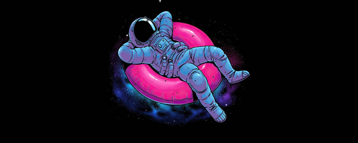 1200x480 Astronaut på rosa ringflottør Bakgrunner