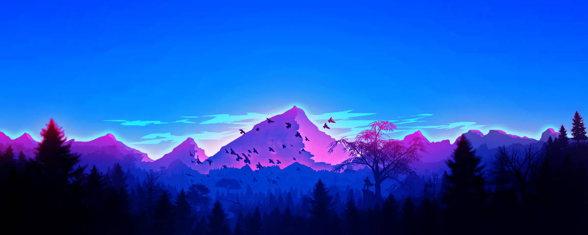 1200x480 Neonlilla fjell Bakgrunner
