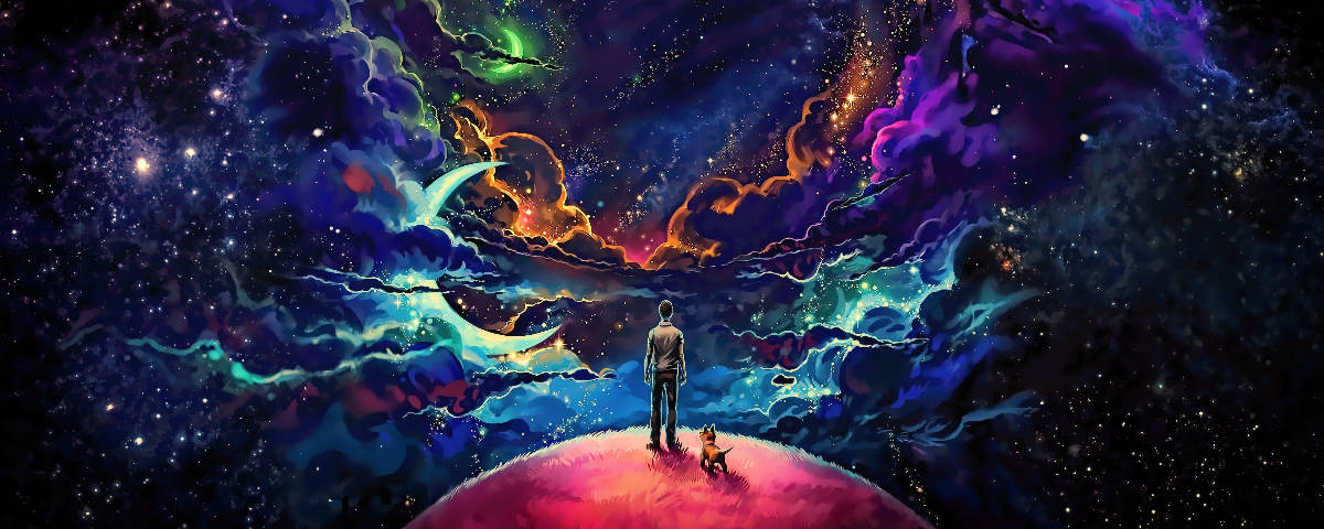 1200x480 Trippy Sky Galaxy Bakgrunner