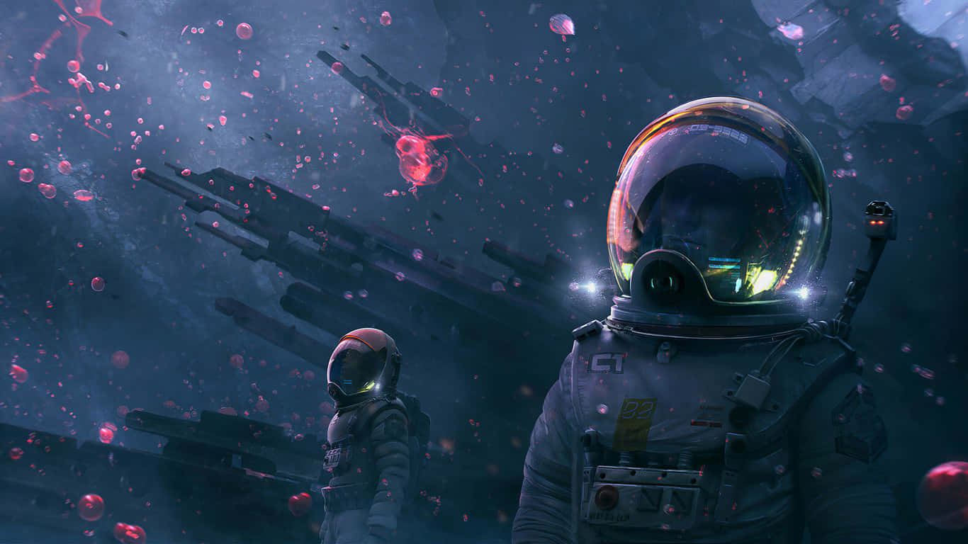 1366x768 HD Desktop Astronauter Bakgrunner