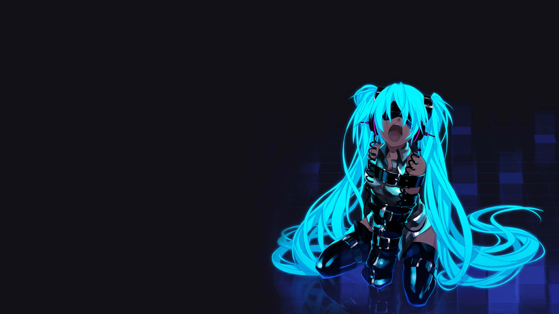 1920x1080 Anime Hatsune Miku Lysende Blå Bakgrunner