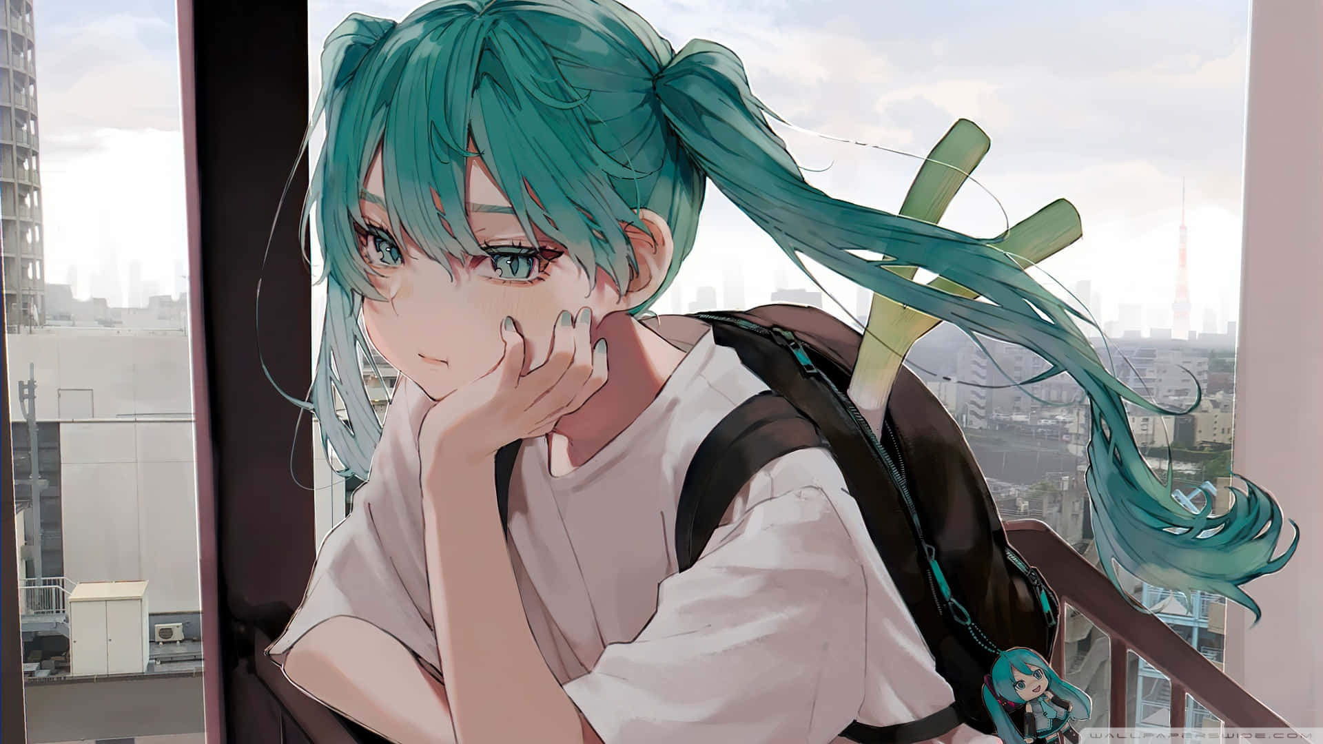 1920x1080 Anime Hatsune Miku trist Bakgrunner