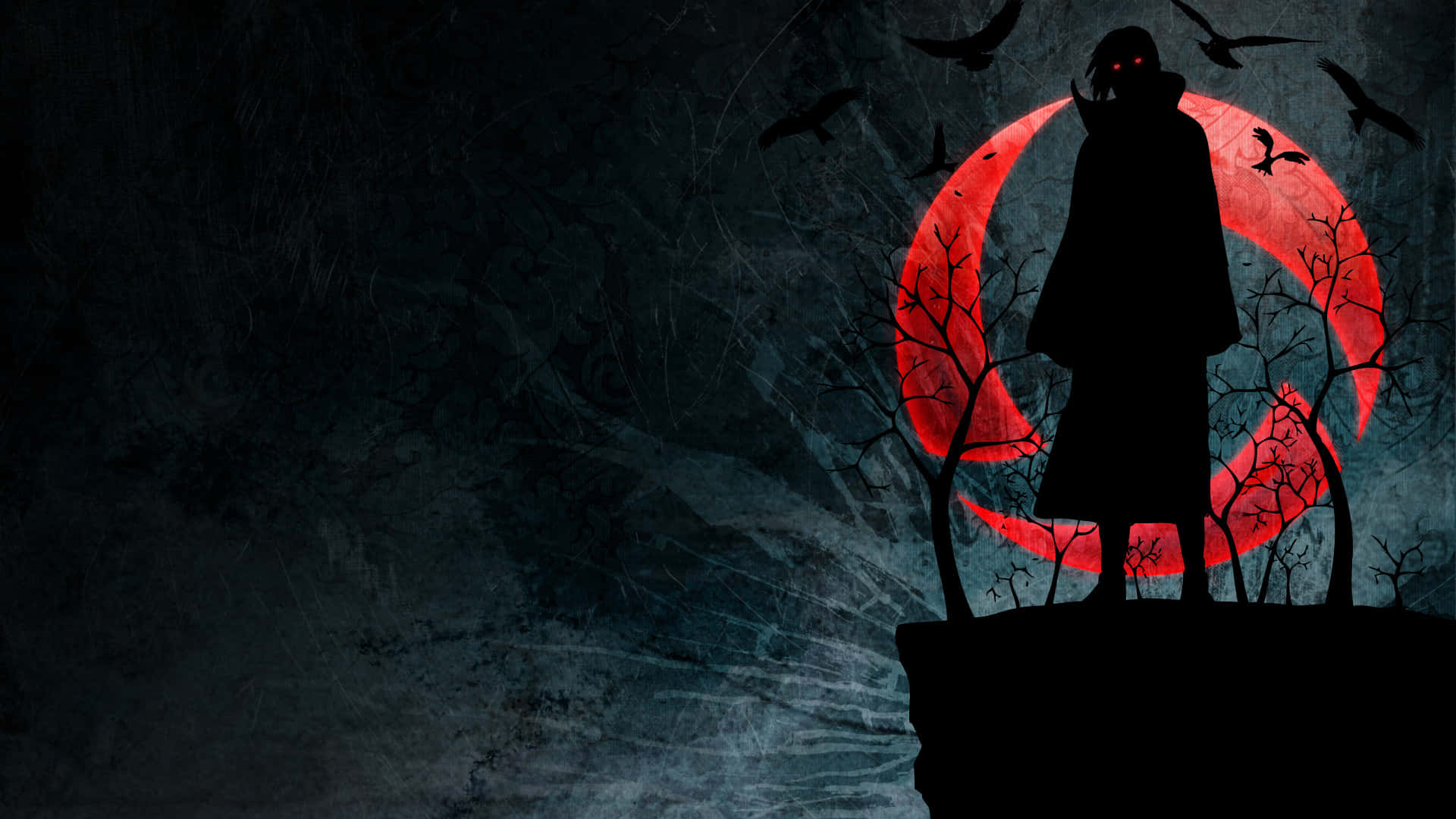 1920x1080 Anime Itachi Uchiha Silhuett — Anime landskap GIF Bakgrunner