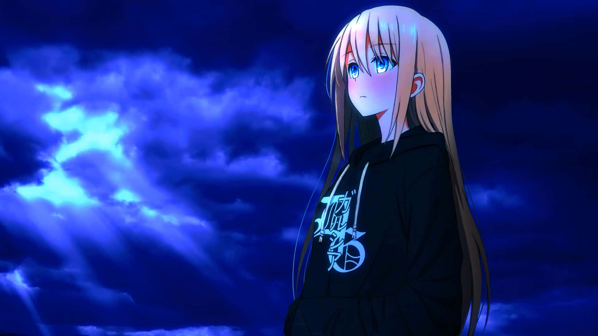 1920x1080 Animejente Mørk Blå Bakgrunner
