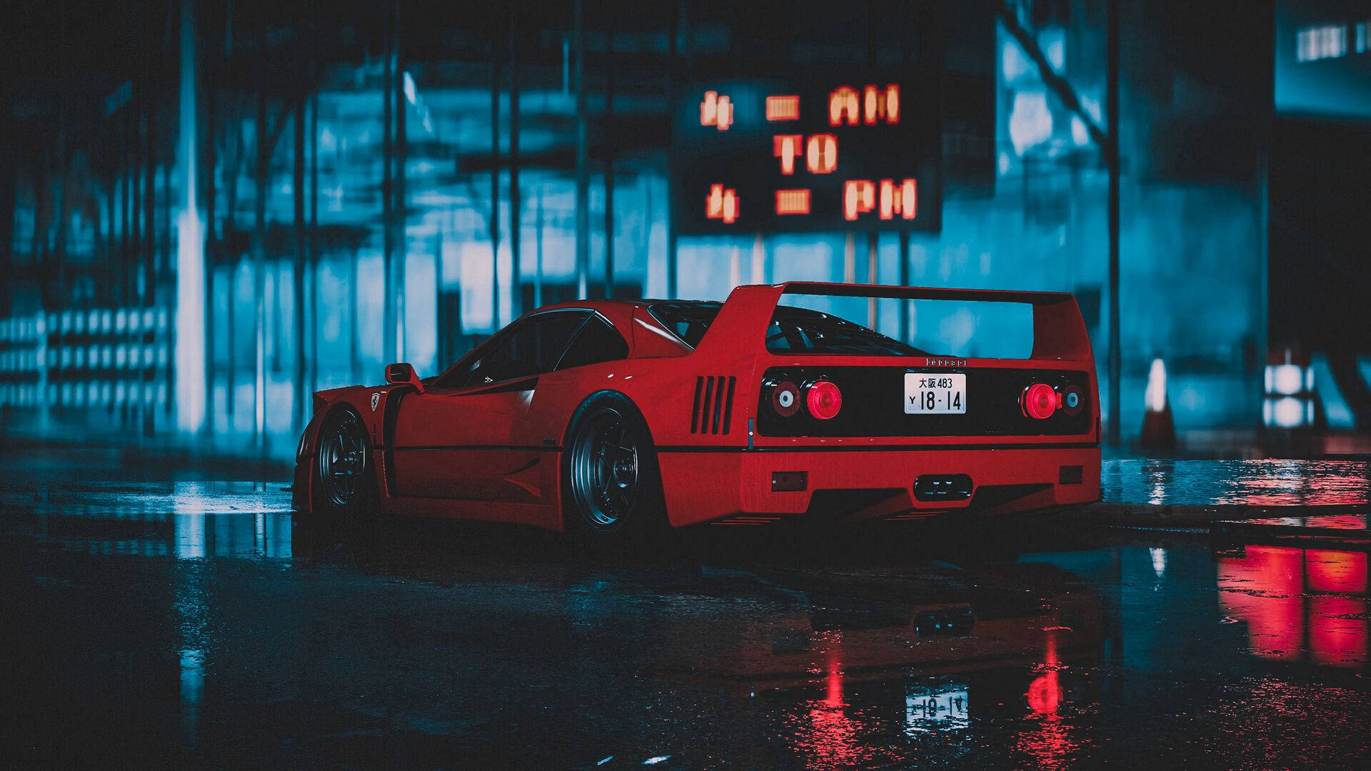 1920x1080 Ferrari F40 bakfra Bakgrunner