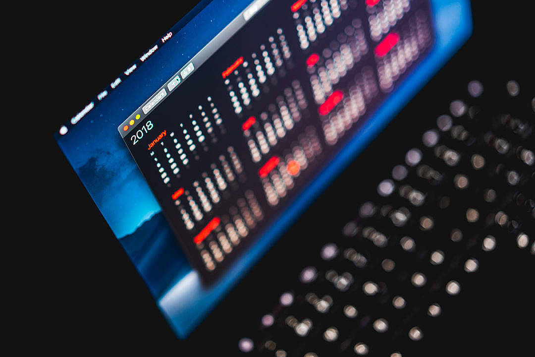 2018 Laptop Kalender Mørk Modus Bakgrunner