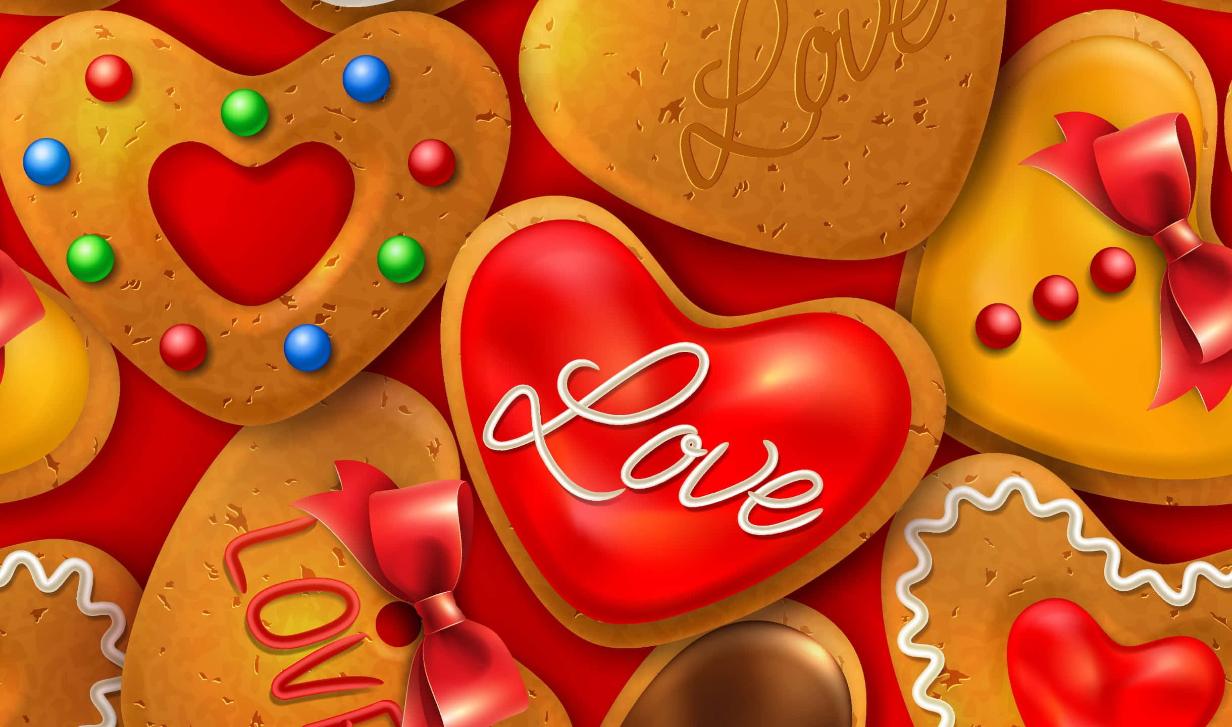 2440x1440 Cookies Bakgrunn Valentinsdag Bakgrunner