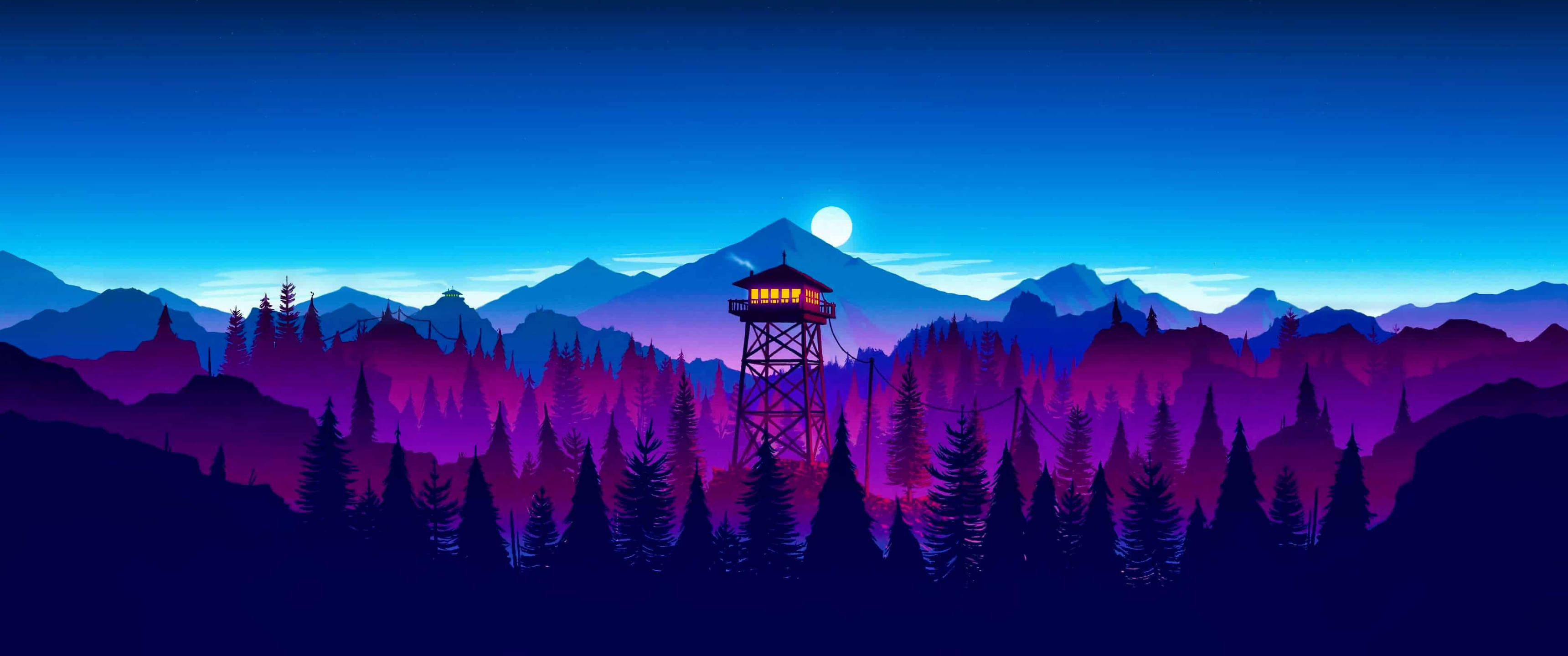 3440x1440 Minimalistisk Villmarkstårn Bakgrunner