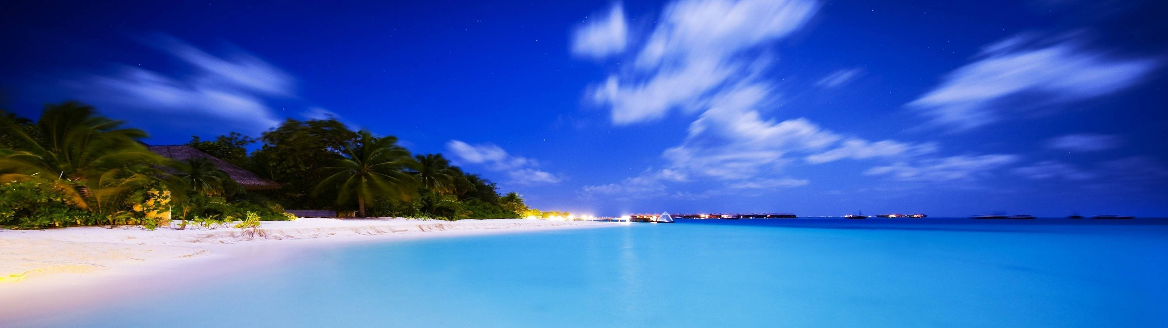 3840x1080 HD Dobbel Skjerm Strand Bakgrunner