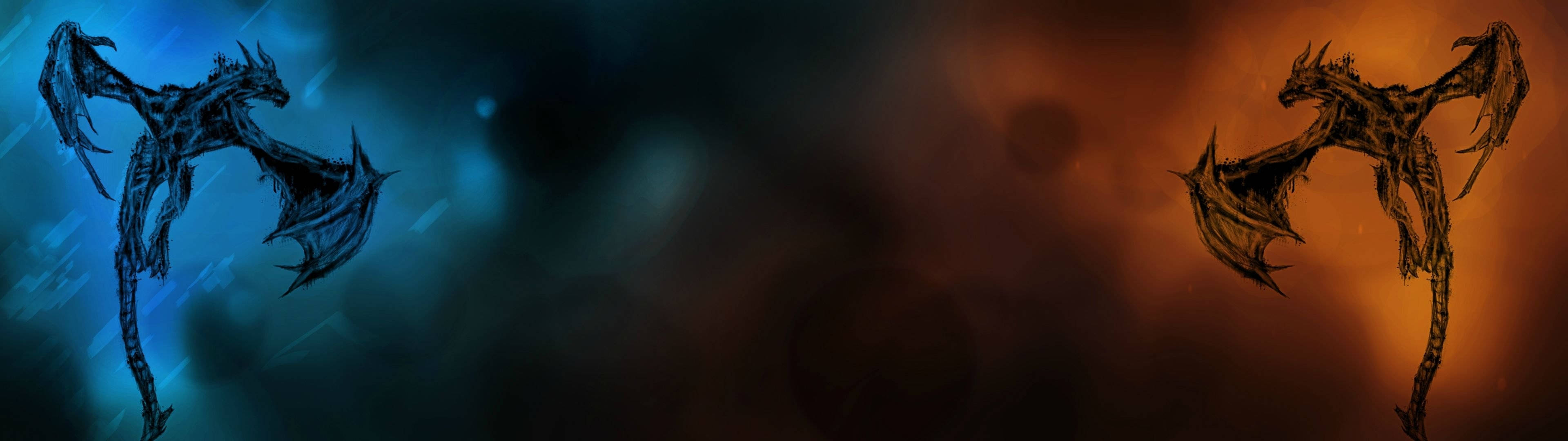 3840x1080 HD Dobbel skjerm Drager Bakgrunner
