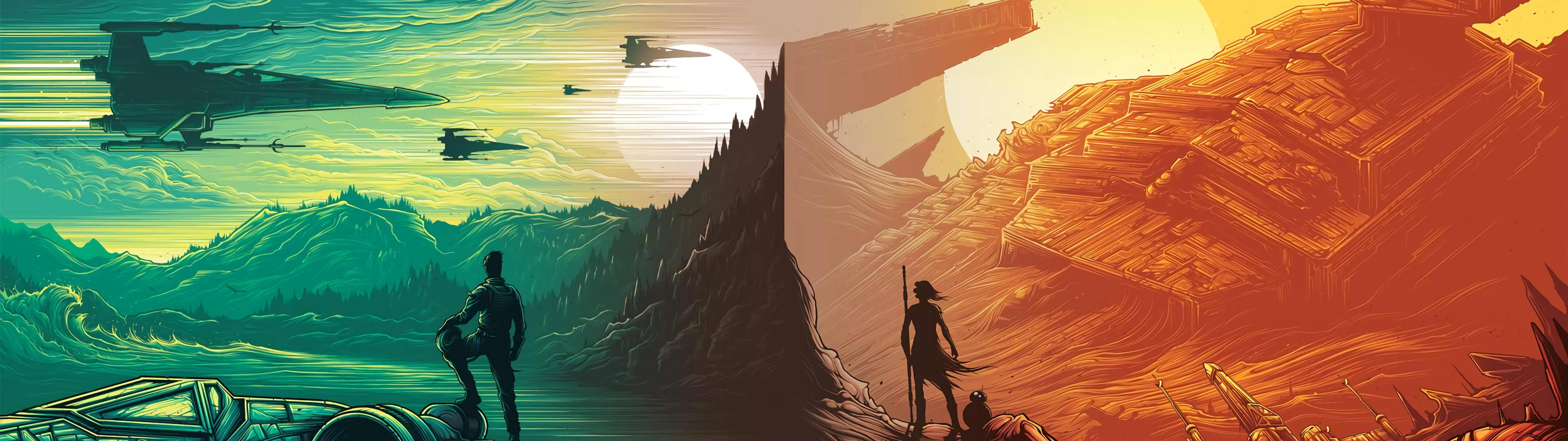 3840x1080 HD Dobbel skjerm Star Wars Kunst Bakgrunner