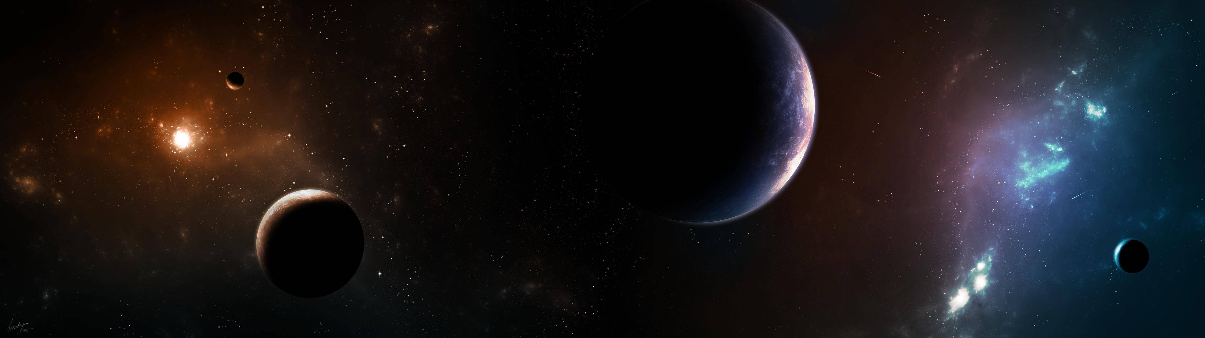 3840x1080 HD Dual-skjerm Galakse Bakgrunner