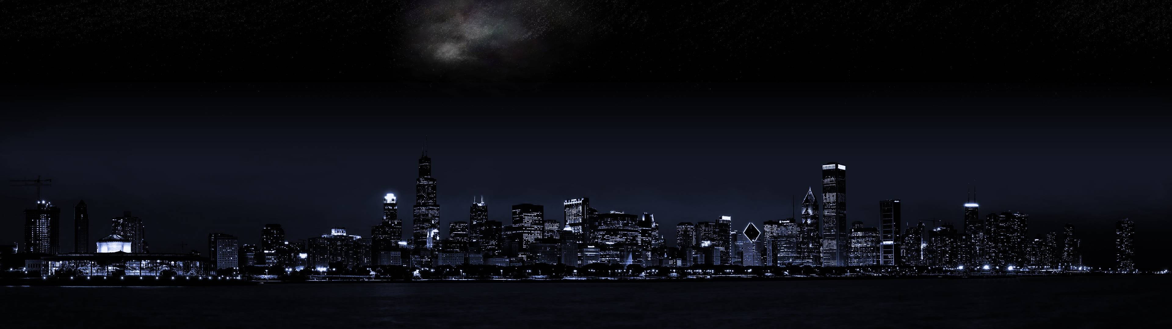 3840x1080 HD Nattlandskap for Dobbel Skjerm Bakgrunner