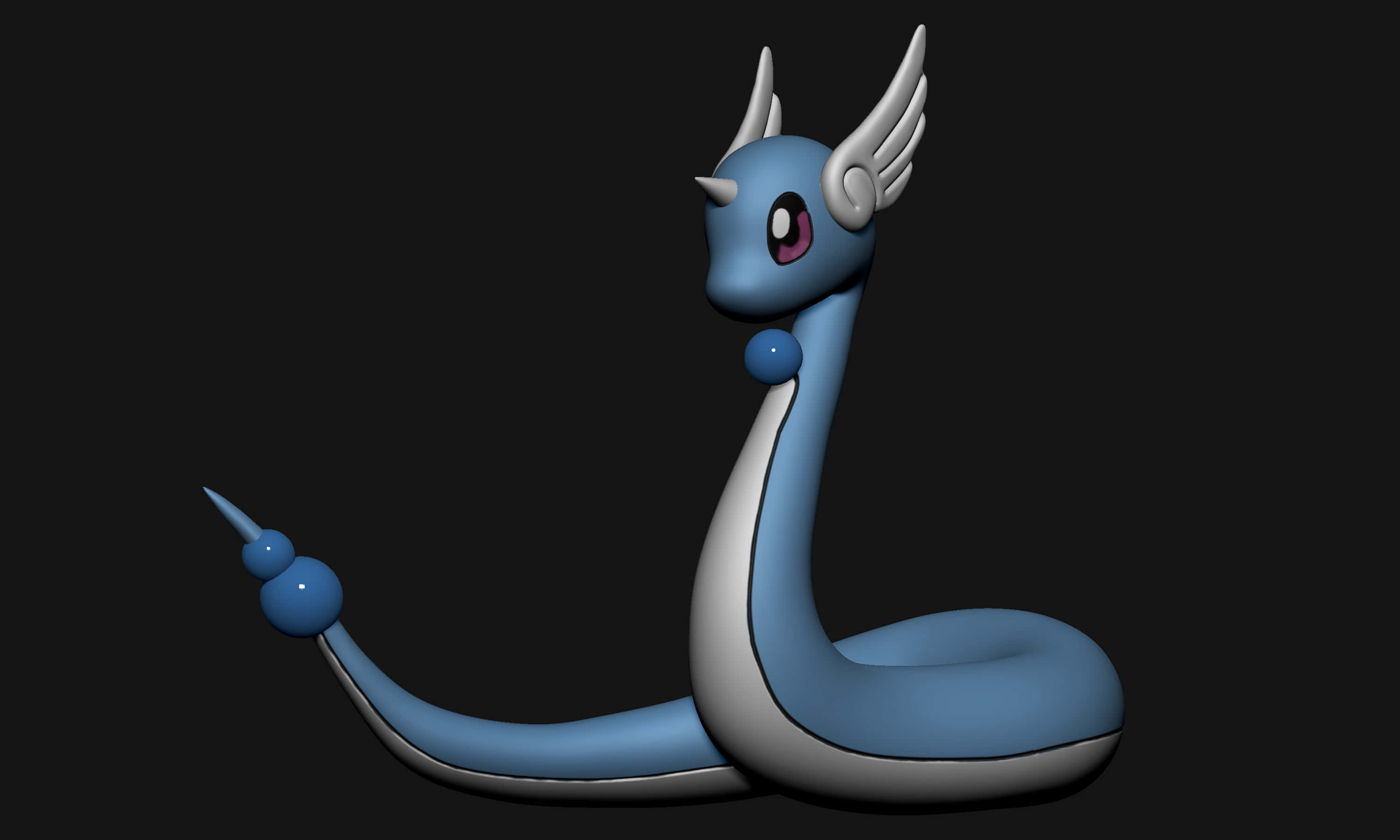3D Dragonair Pokemon på svart bakgrunn Bakgrunner