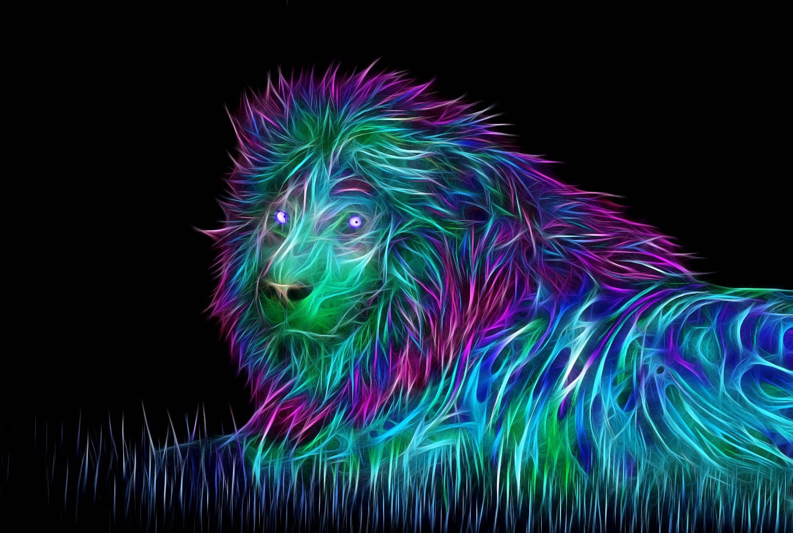 3D-neonløve Bakgrunner