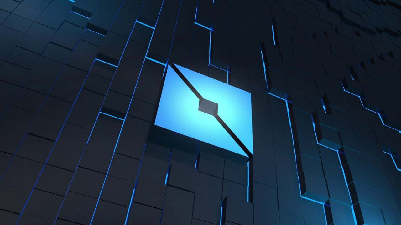 3D Roblox Blått Firkantet Logo Bakgrunner