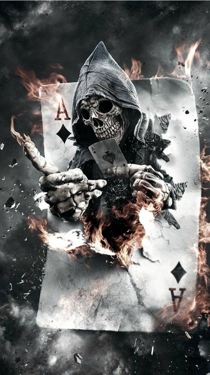 3D Skrekkens Grim Reaper Kortspill Bakgrunner