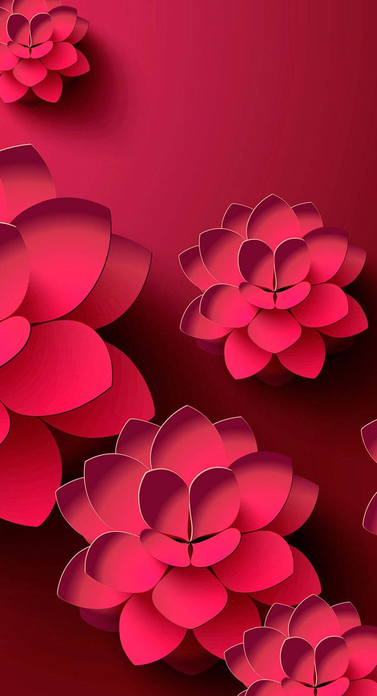3D Telefon Magenta Lotusblomster Bakgrunner