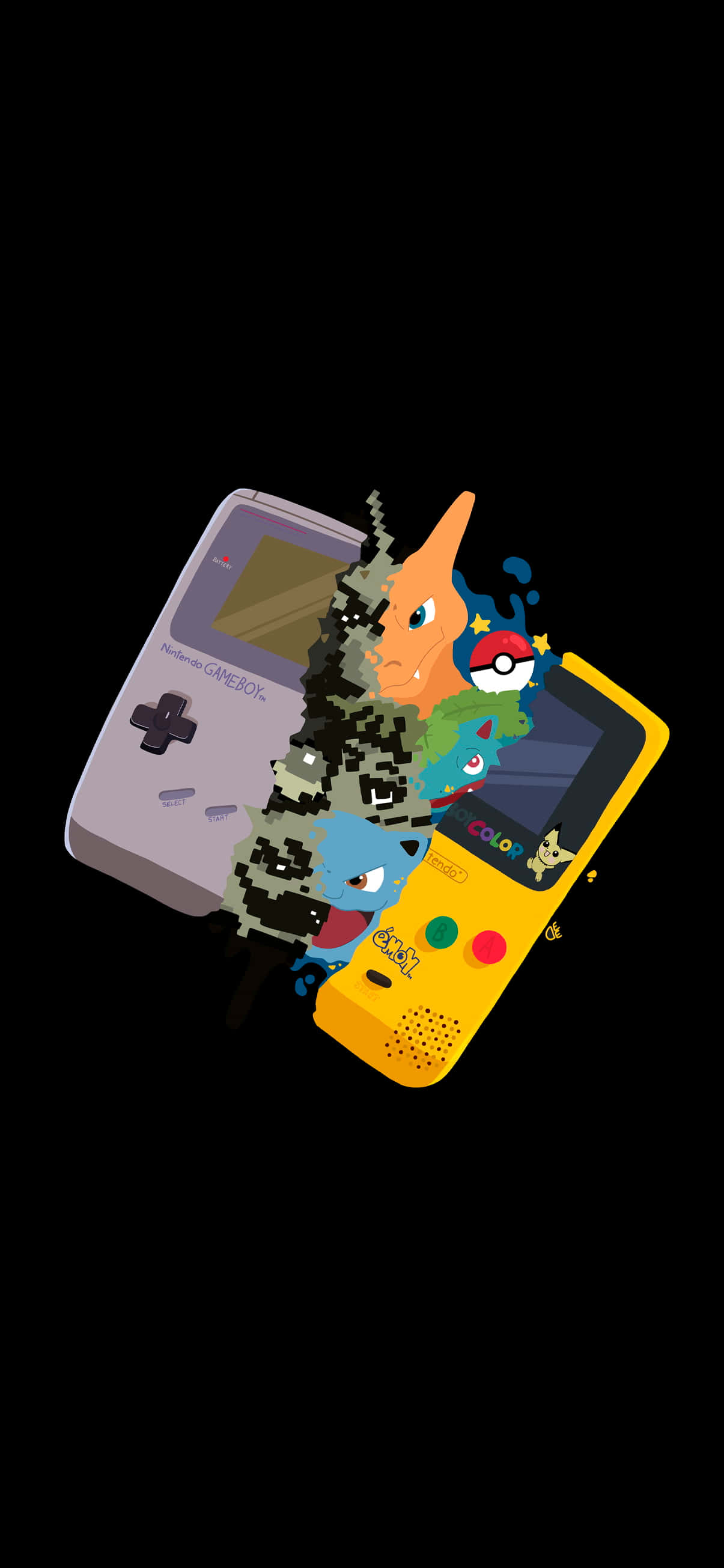 4K AMOLED bakgrunn Pokémon bryter ut av Gameboys Bakgrunner