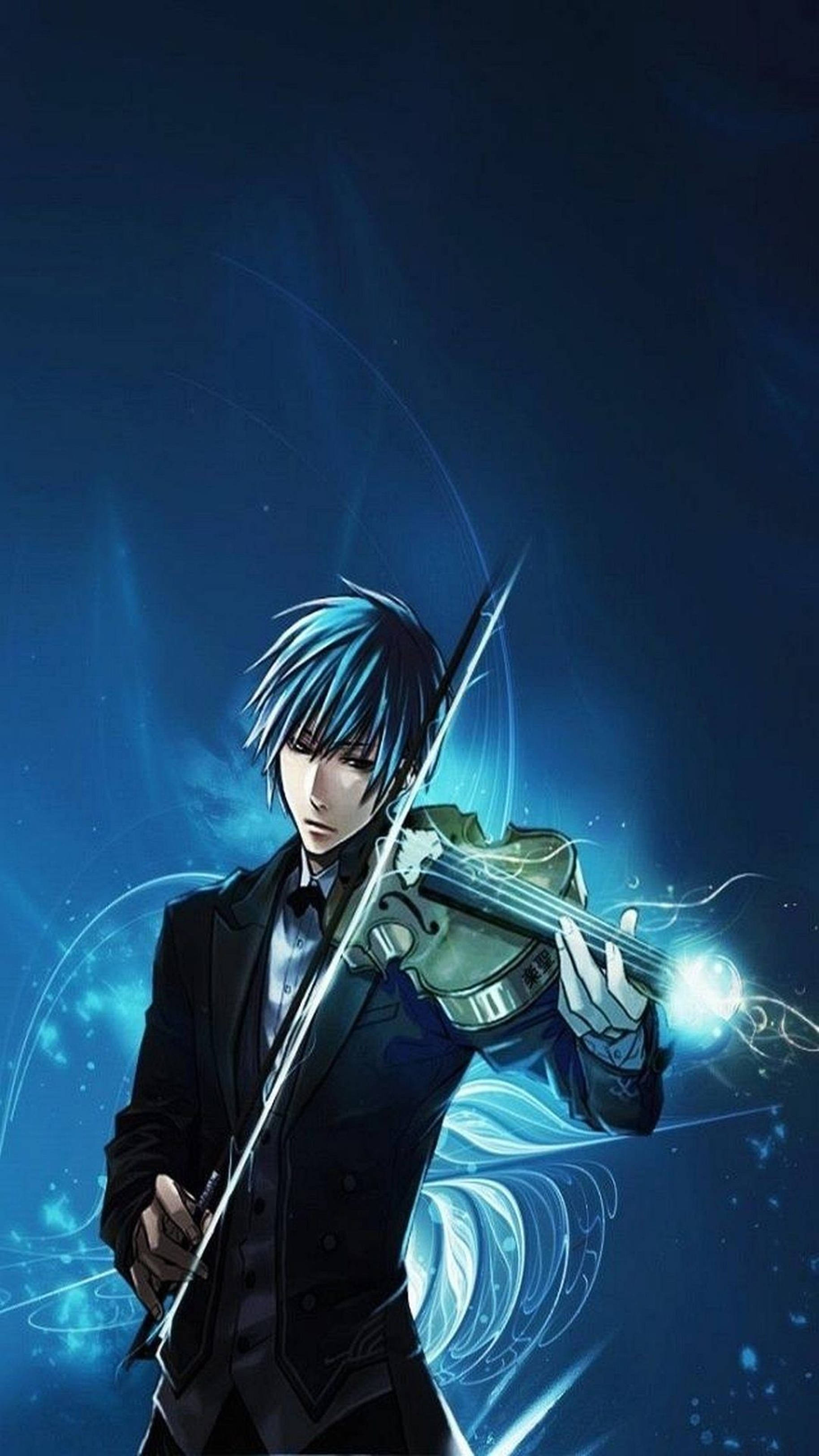 4K Anime Fyr Spiller Fiolin Bakgrunner