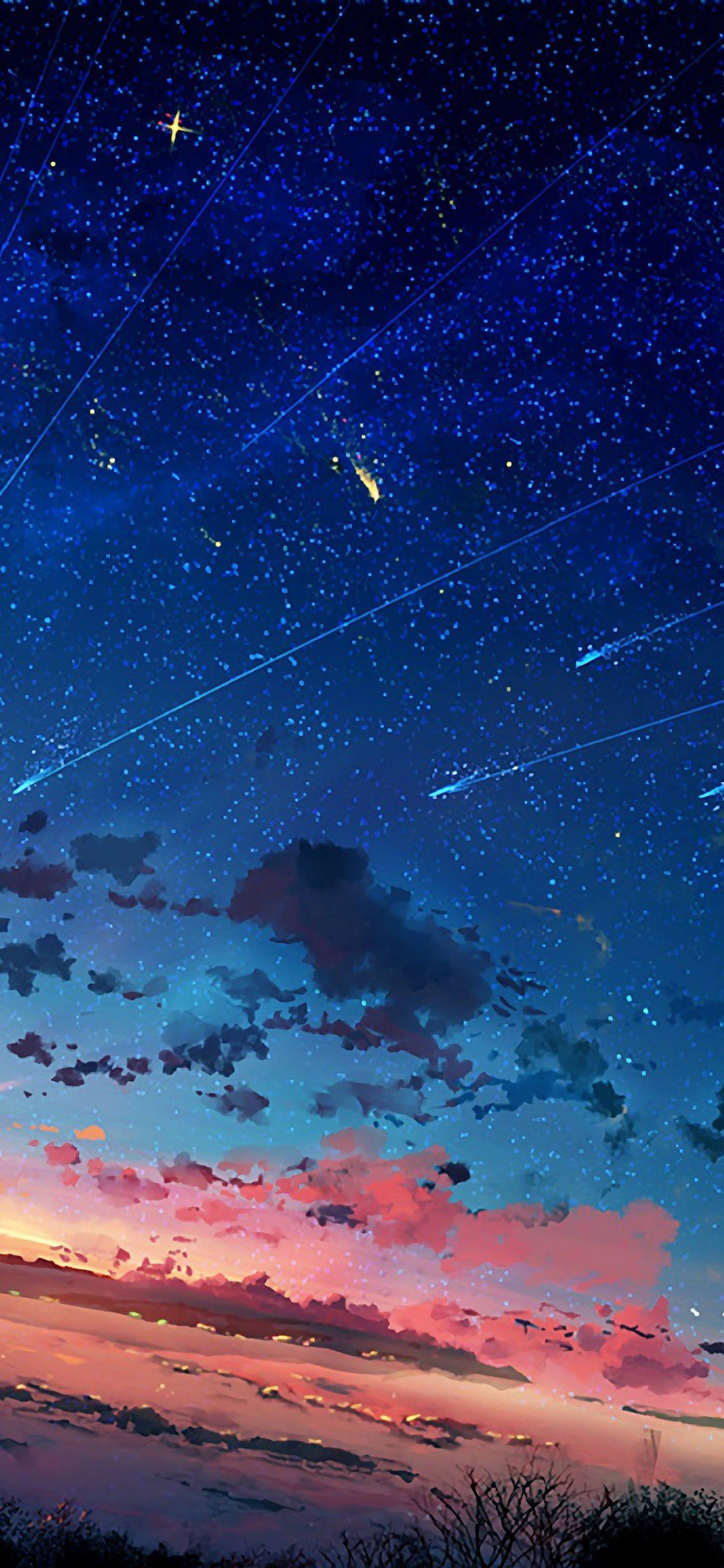 4K Anime IPhone Fallende Stjerner og Komet