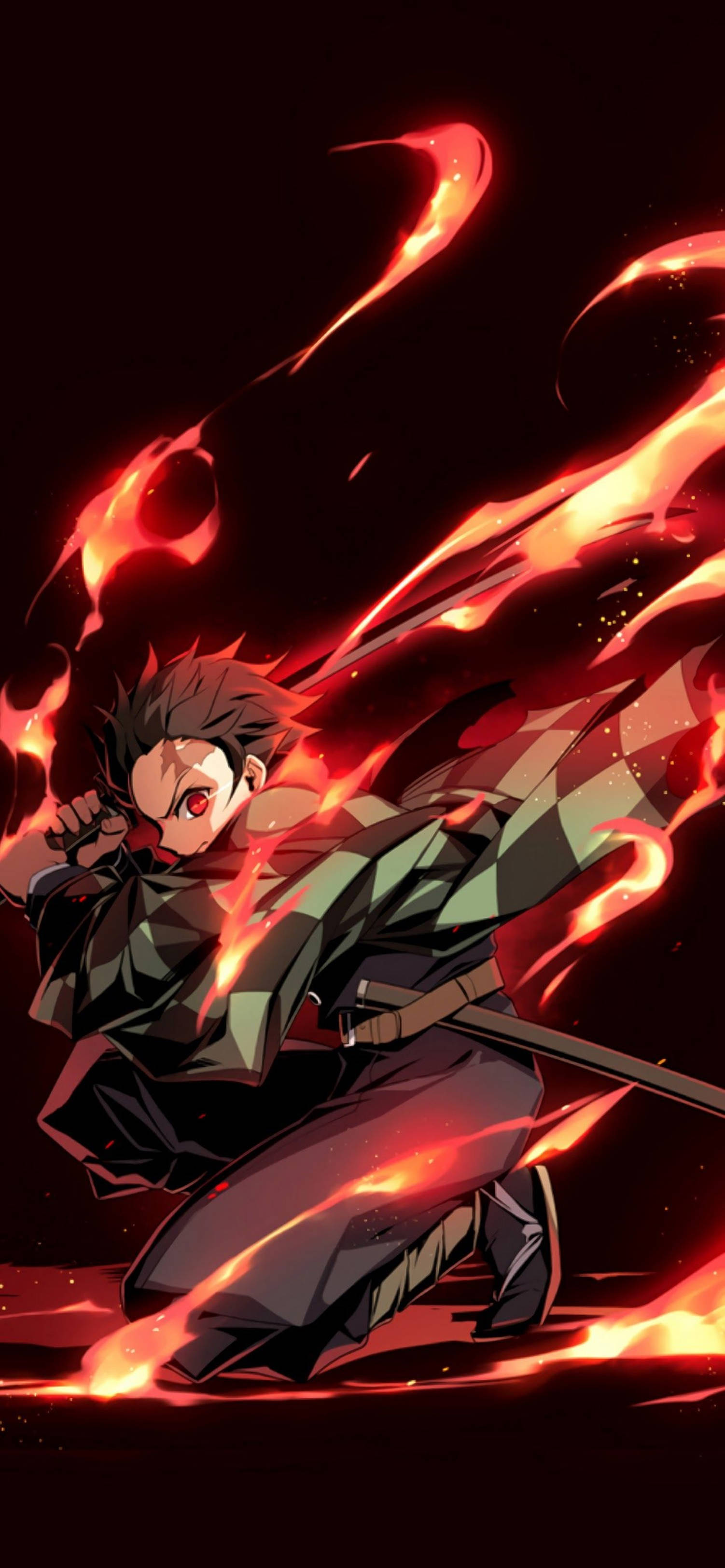4K Anime iPhone Demon Slayer Ildgud-dans Bakgrunner