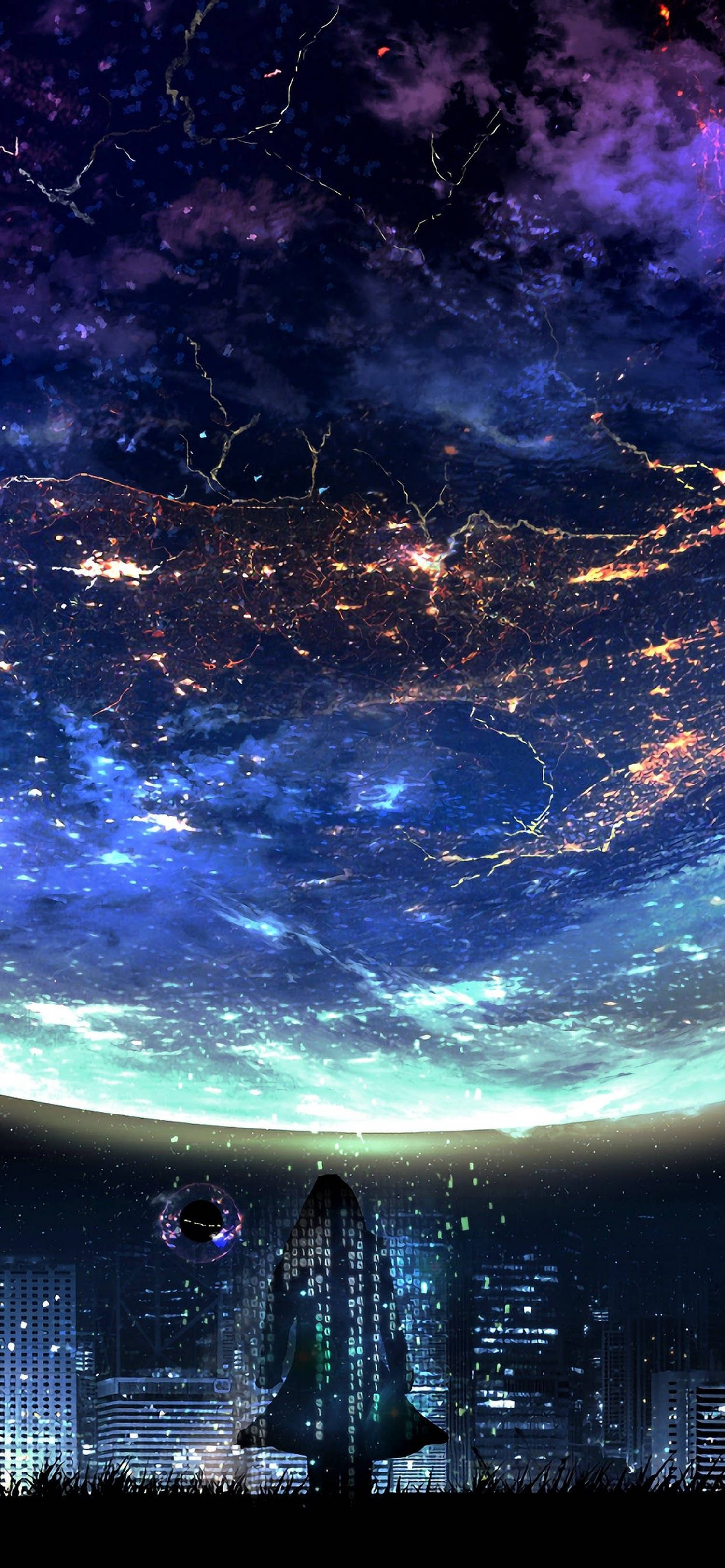 4K Anime IPhone Kosmisk byhimmel