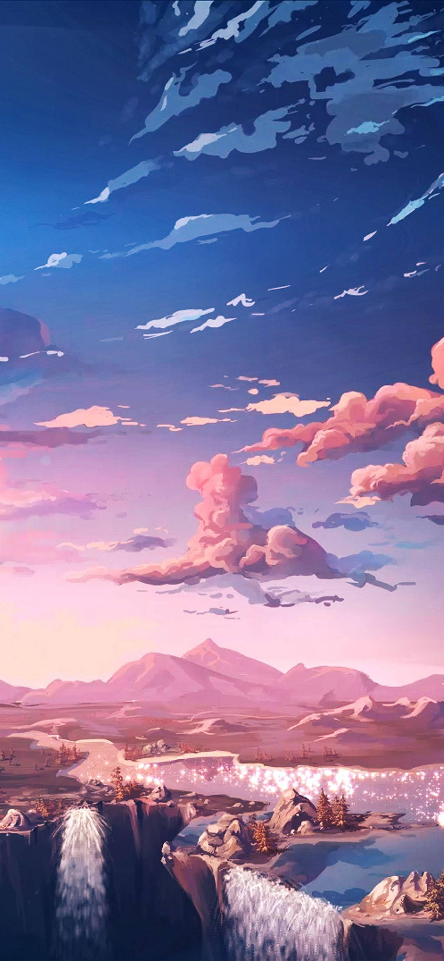 4K Anime iPhone Rosa Himmel Landskap Bakgrunner