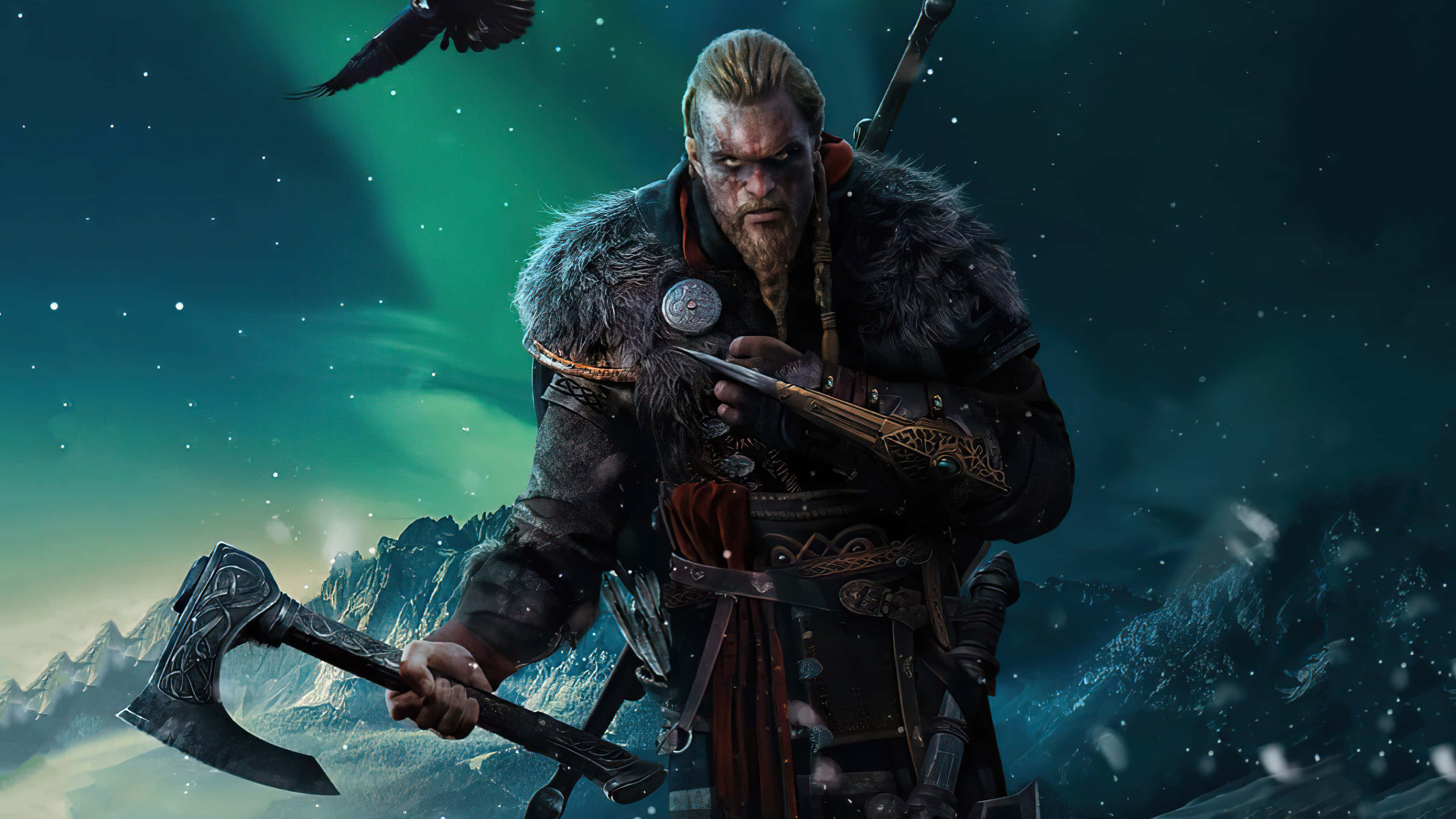 4K Assassin's Creed Valhalla Bakgrunn Eivor med øks Bakgrunner