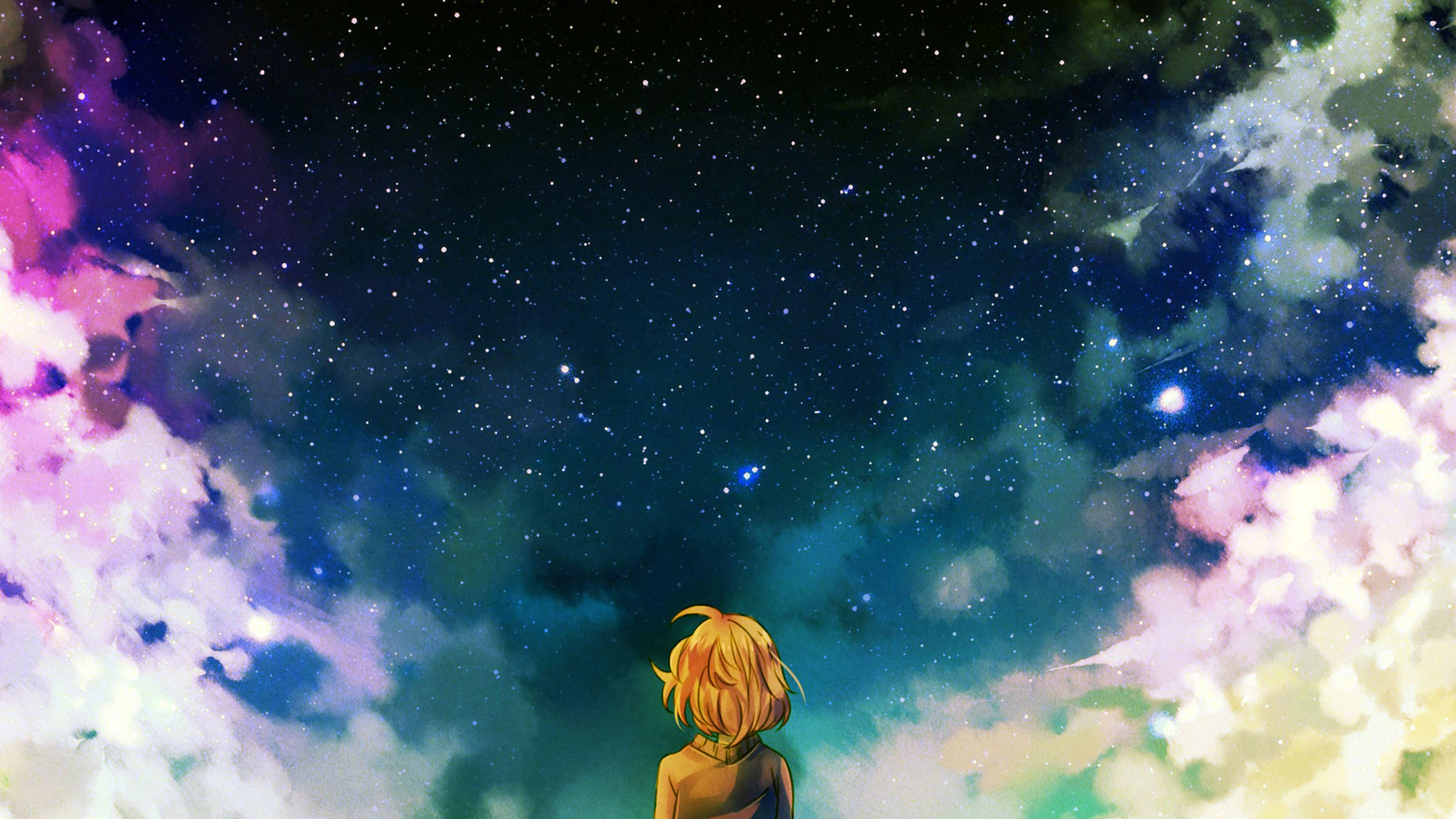 4K Bevegelig Anime Galaxy Desktop Bakgrunner