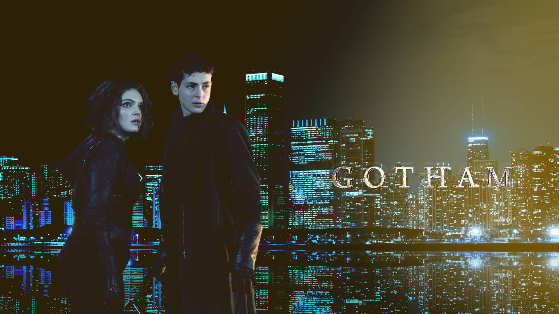 4K Gotham Bruce Wayne og Selina Kyle — Blå estetisk GIF Bakgrunner