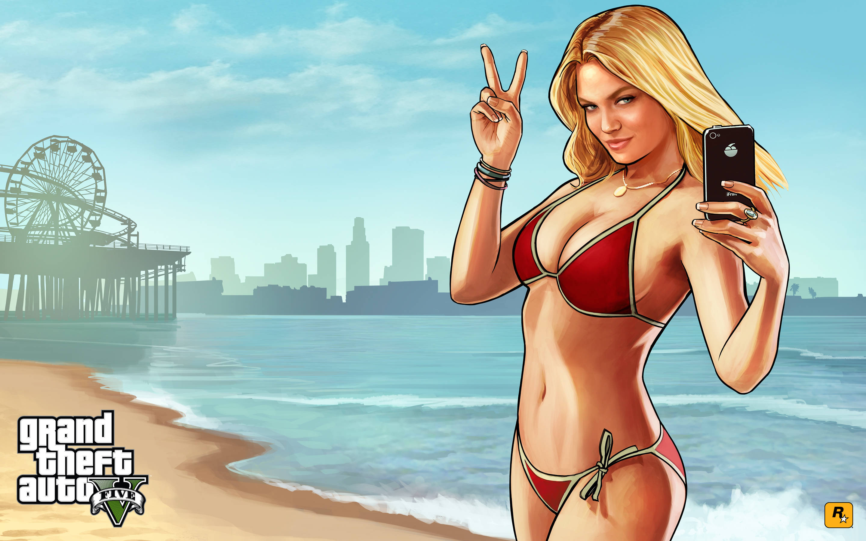 4K GTA 5 Bikinijente På Stranden Bakgrunner