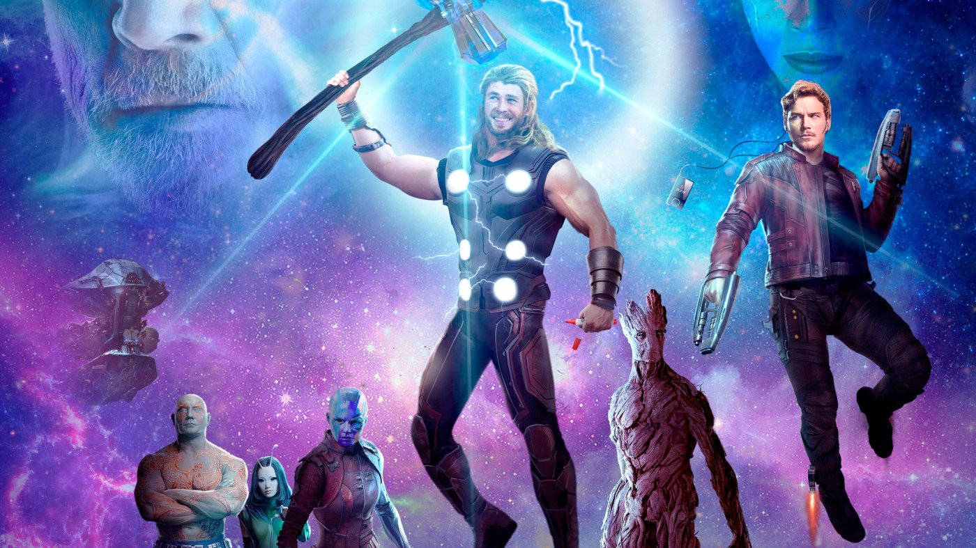 4K Guardians Of The Galaxy med Thor Bakgrunner