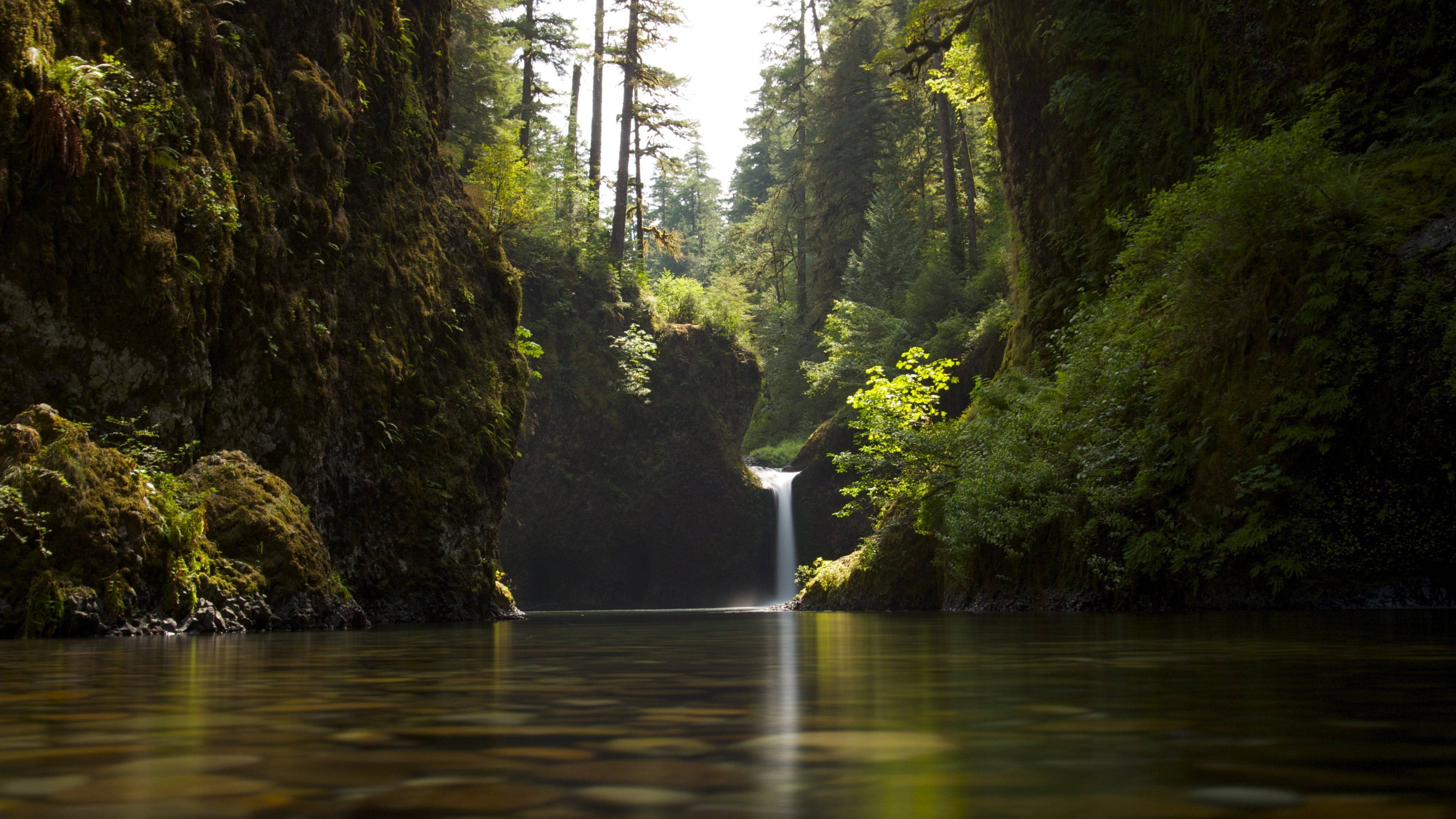 4K Natur Liten Foss Bakgrunner