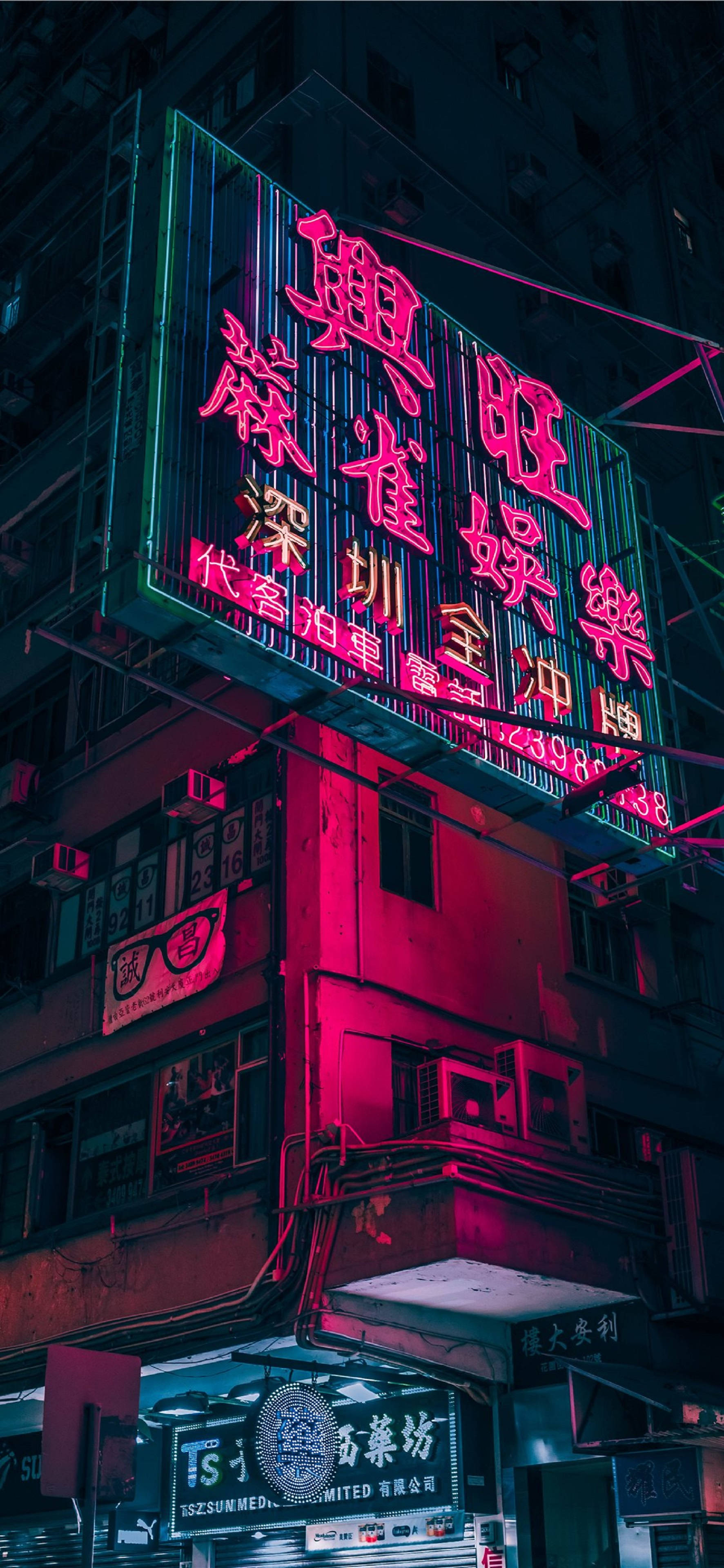 4K Neon iPhone Lilla Reklametavle Bakgrunner