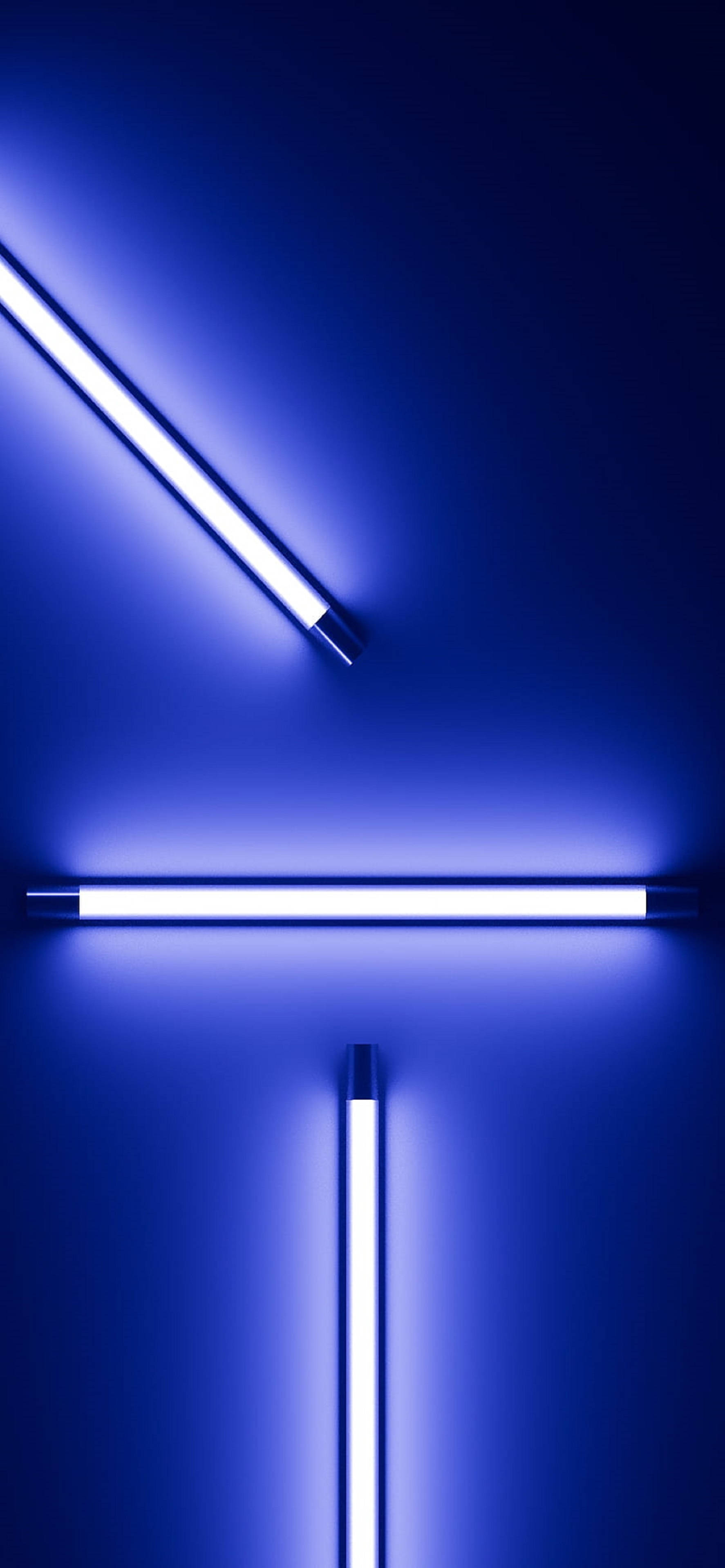 4K Neonlys iPhone Blå Lys I Vegg Bakgrunner