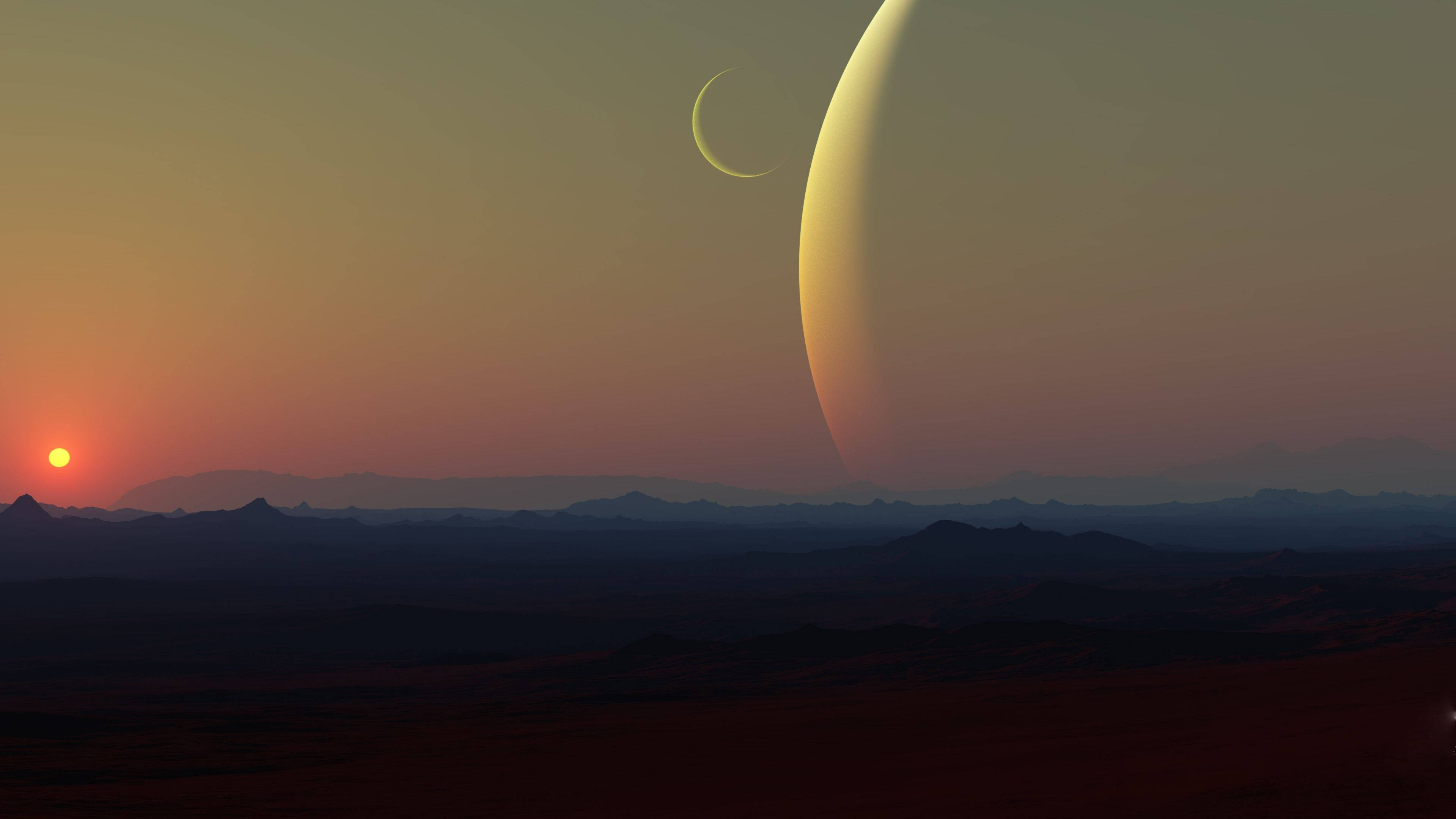 4K Ultra HD 2160p Fantasisolnedgang Bakgrunner