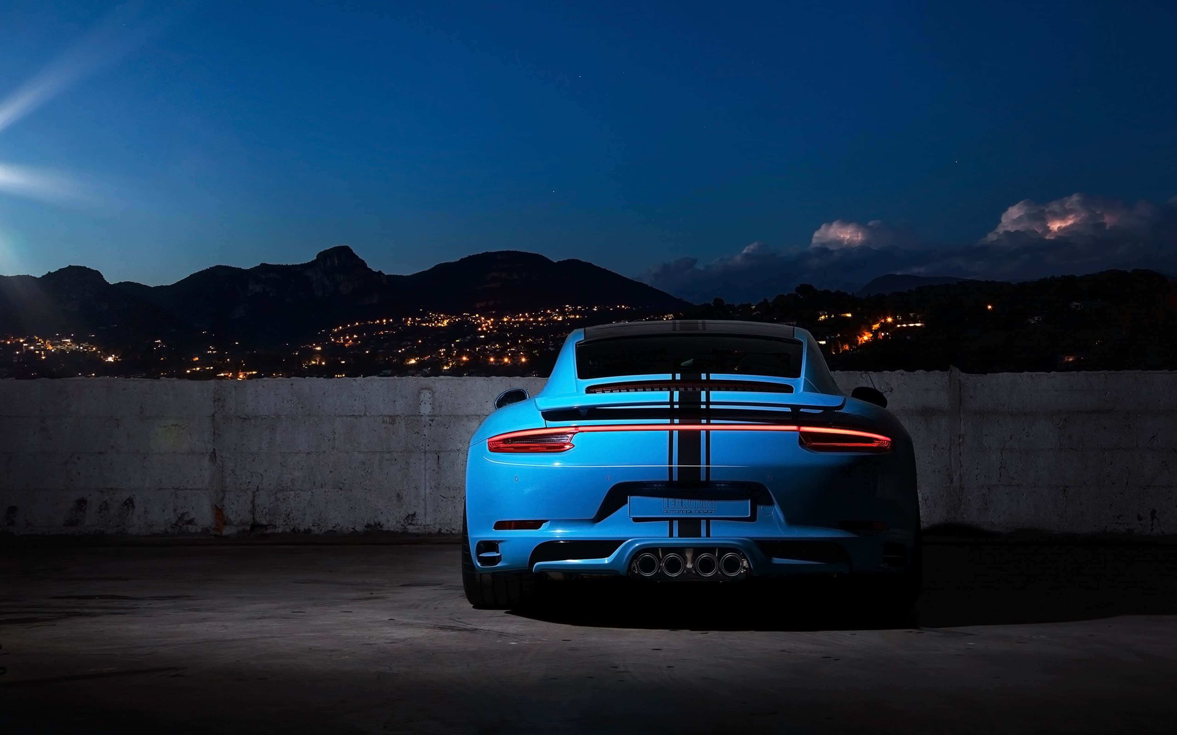 4K Ultra HD Blå Porsche Bakgrunner