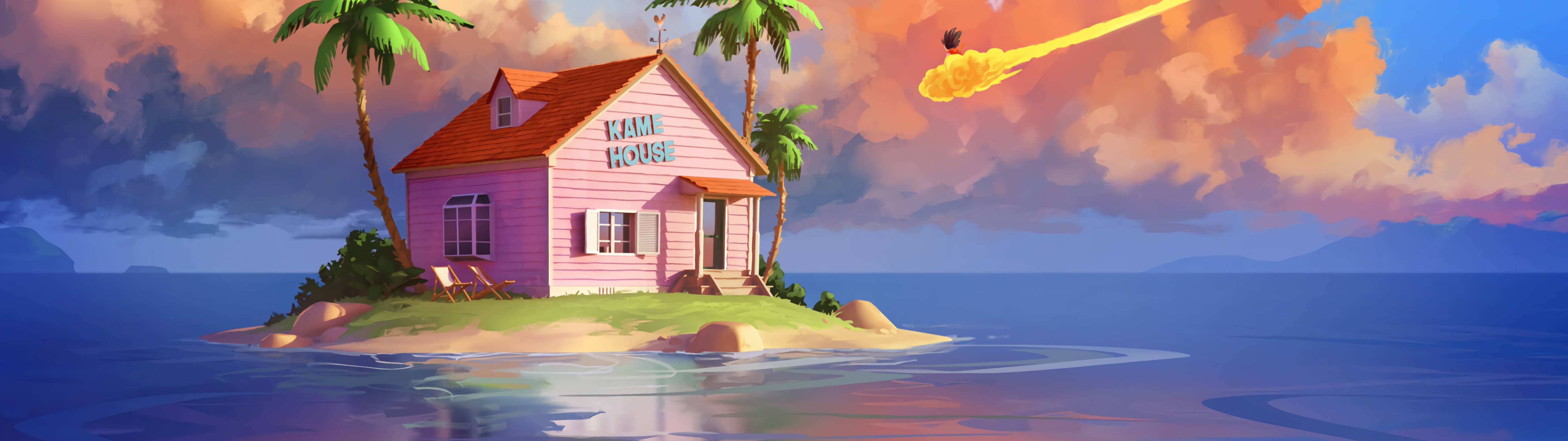 5120x1440 Spill Kame House Dragonball Z Bakgrunner