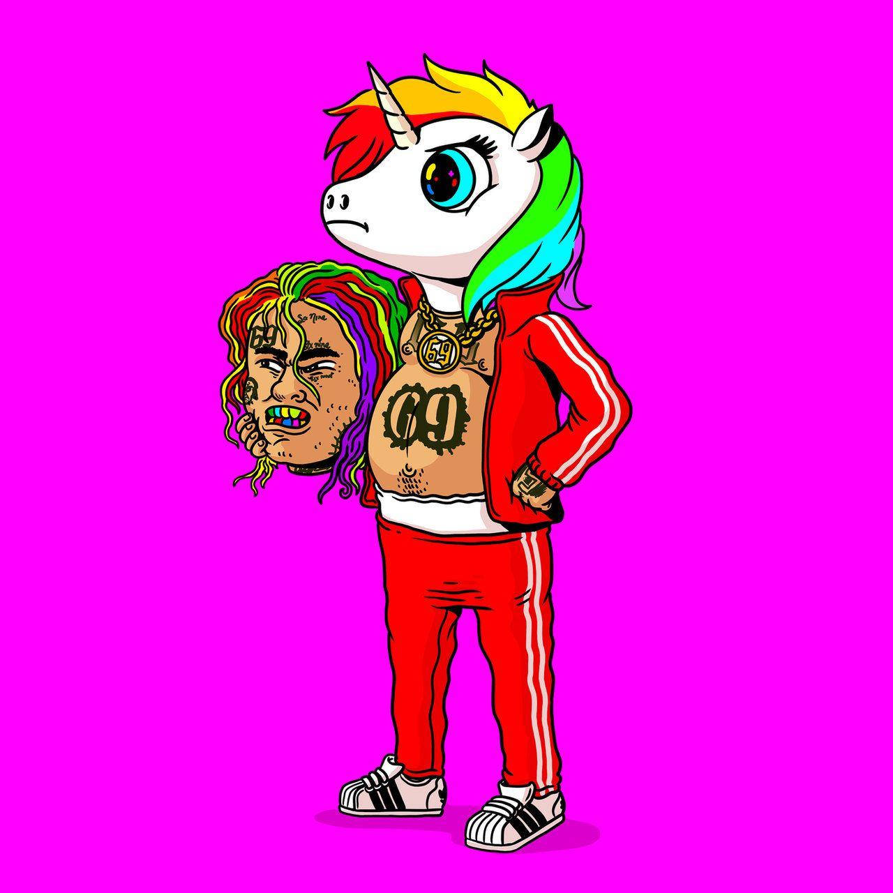 6ix9ine med regnbueenhjørning Bakgrunner