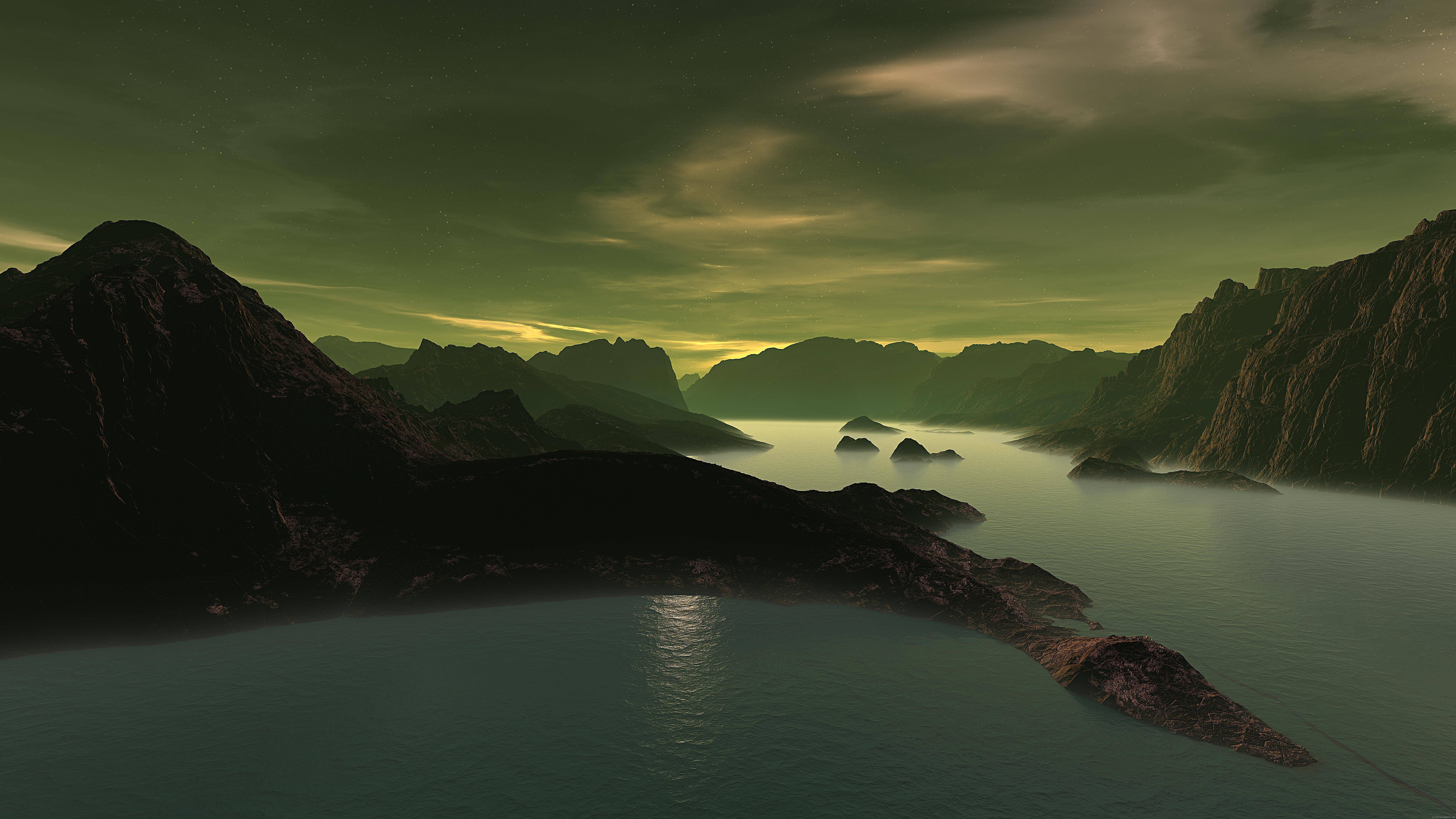 8K 7680x4320 Ultra HD-skrivebord Fjord Bakgrunner