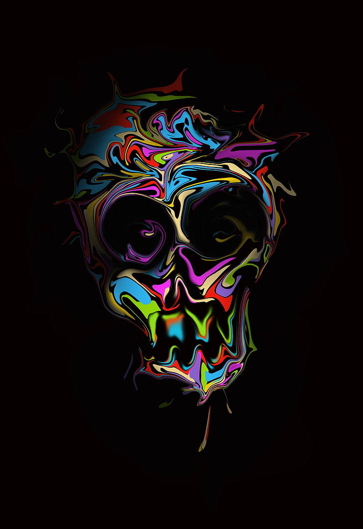 8K iPhone Trippy Hodeskalle Bakgrunner
