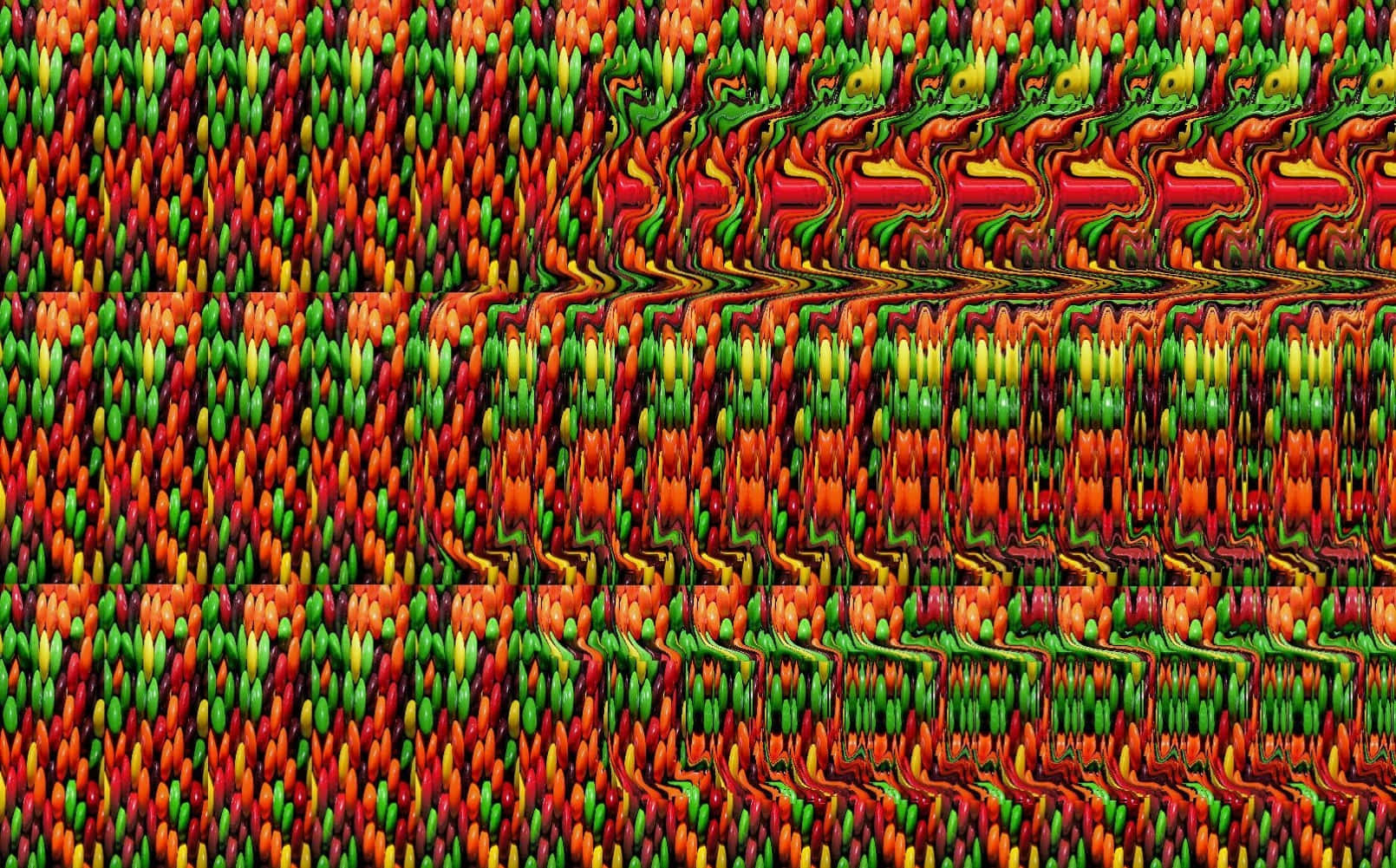 Abstrakt glitchmønster Magic Eye 3D stereogram bilde et fargerikt abstrakt mønster av rødt, grønt og gult Bakgrunner