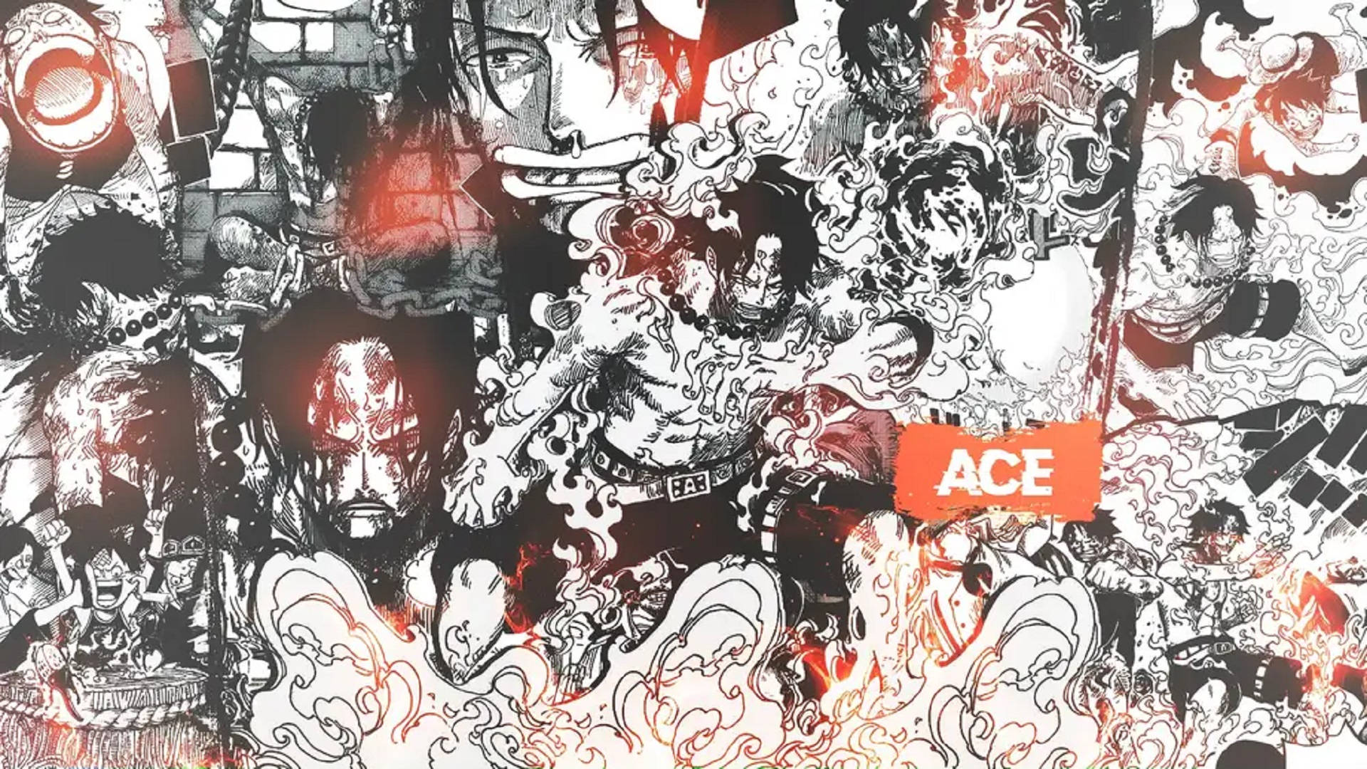 Ace og Luffy mangapanel Bakgrunner
