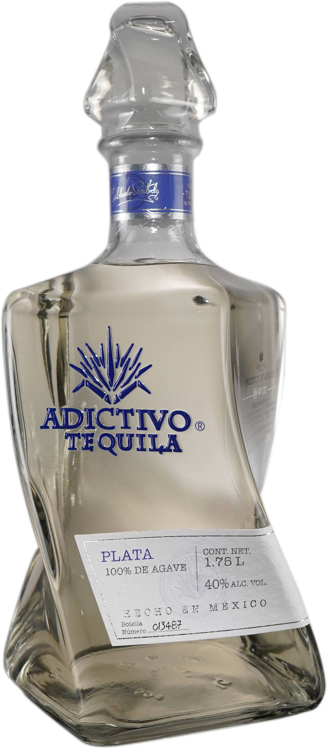 Adictivo Plata Tequila i Klar Flaske Bakgrunner
