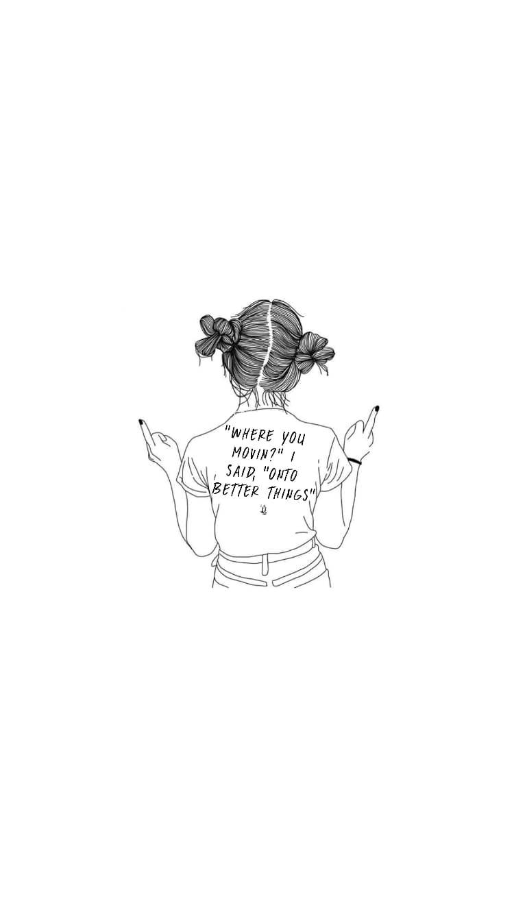 Aesthetic-sketcher av jente med space buns Bakgrunner