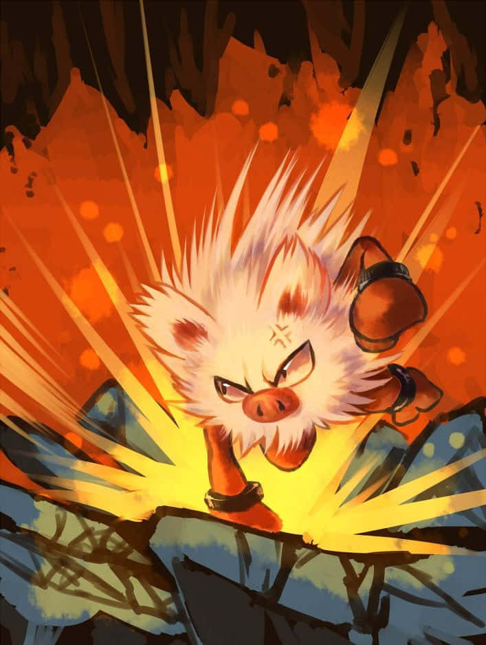 Aggressiv Primeape Pokemon som kaster et slag Bakgrunner