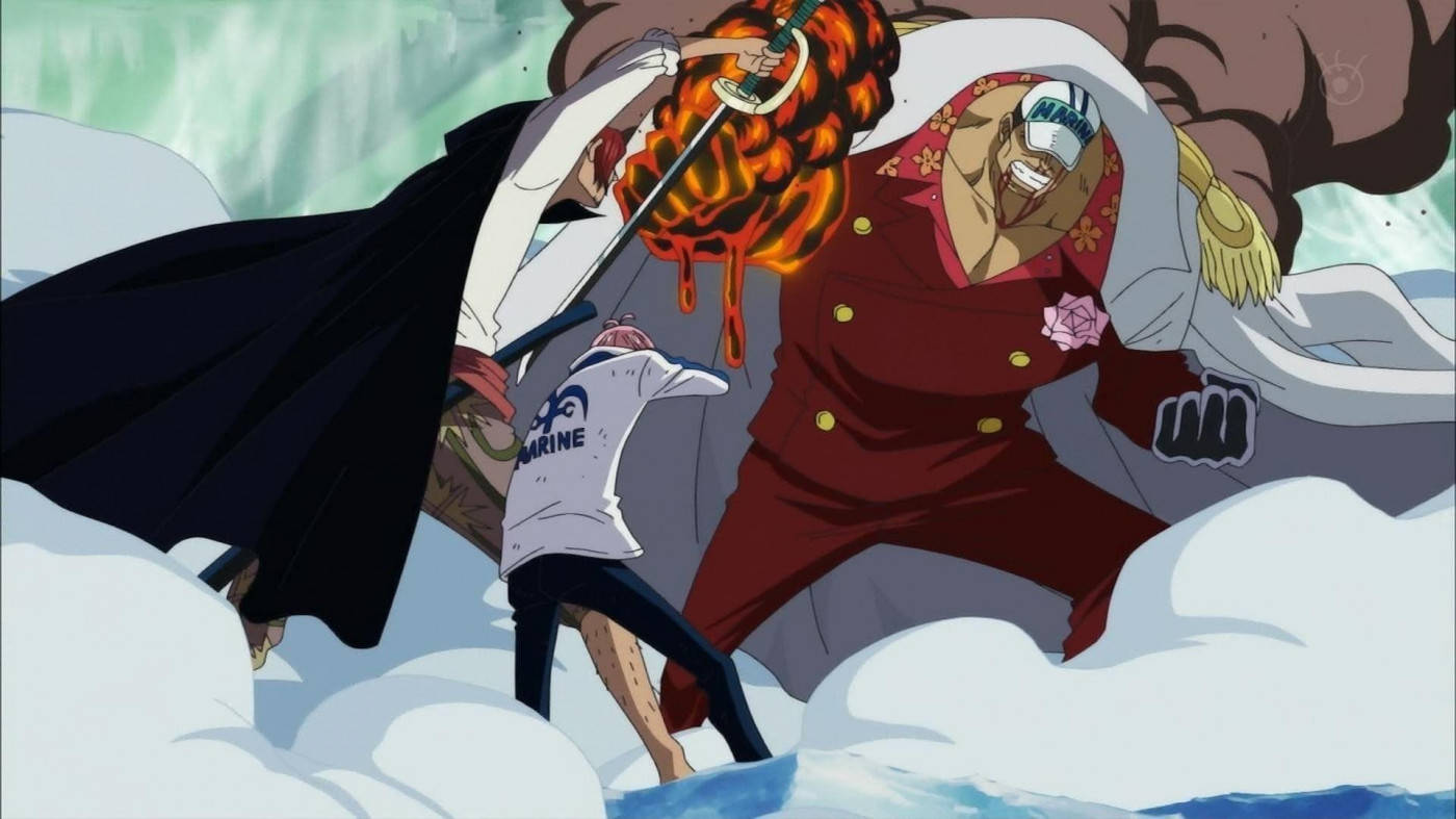 Akainu kjemper mot Shanks One Piece Bakgrunner