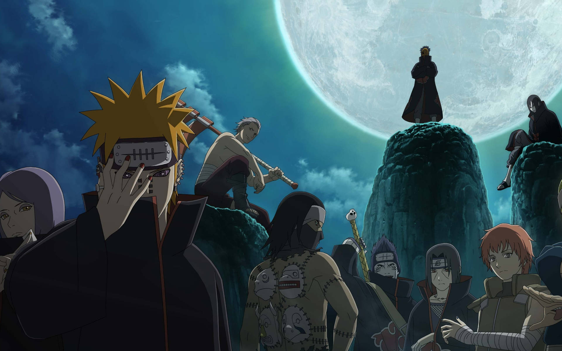 Akatsuki Naruto-karakterer under månen Bakgrunner